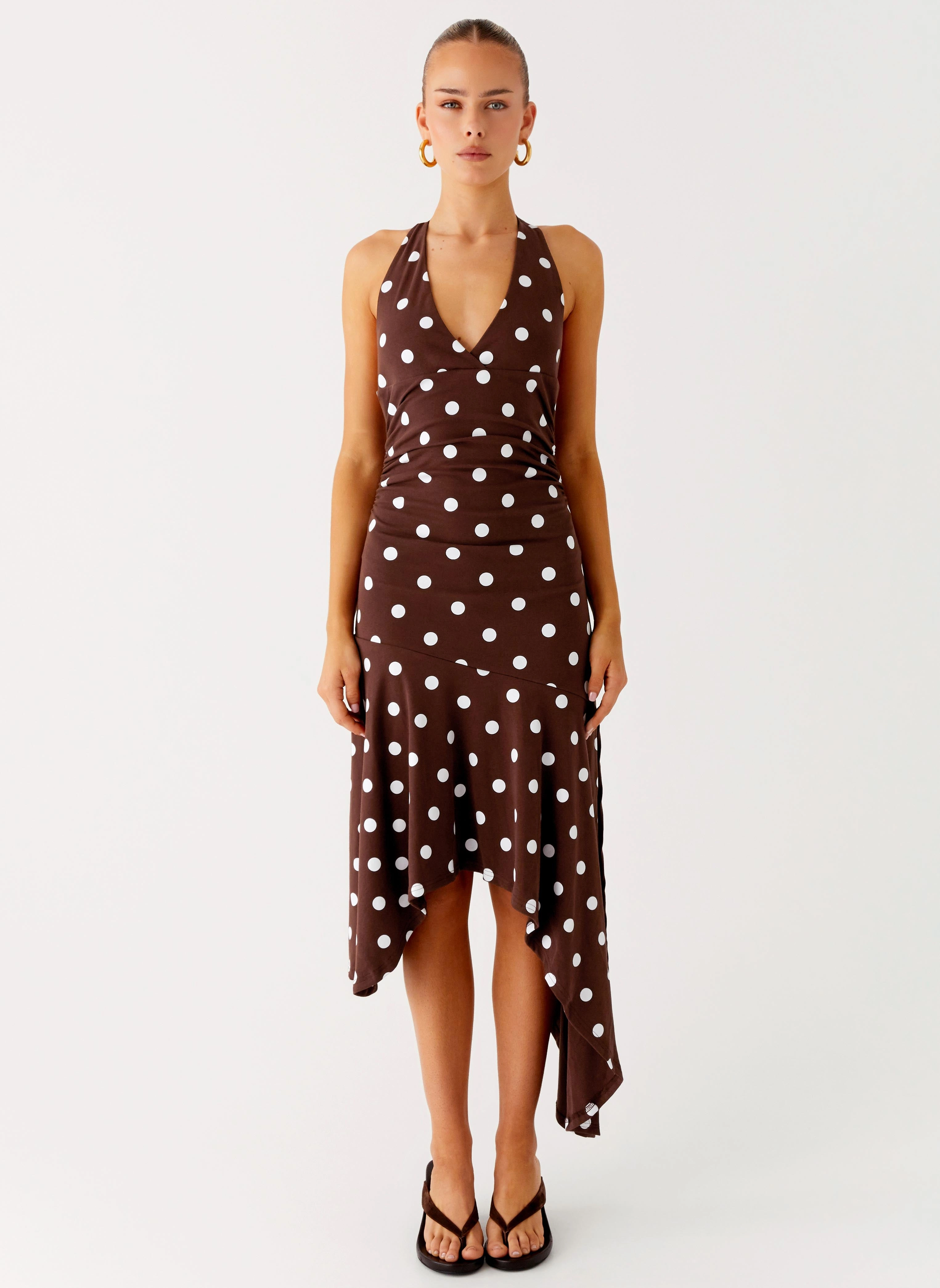 Keylani Halter Midi Dress - Chocolate Versatile-Style Seasonal Mood