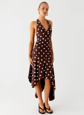 Pure Motion Moment Glow Keylani Halter Midi Dress - Chocolate