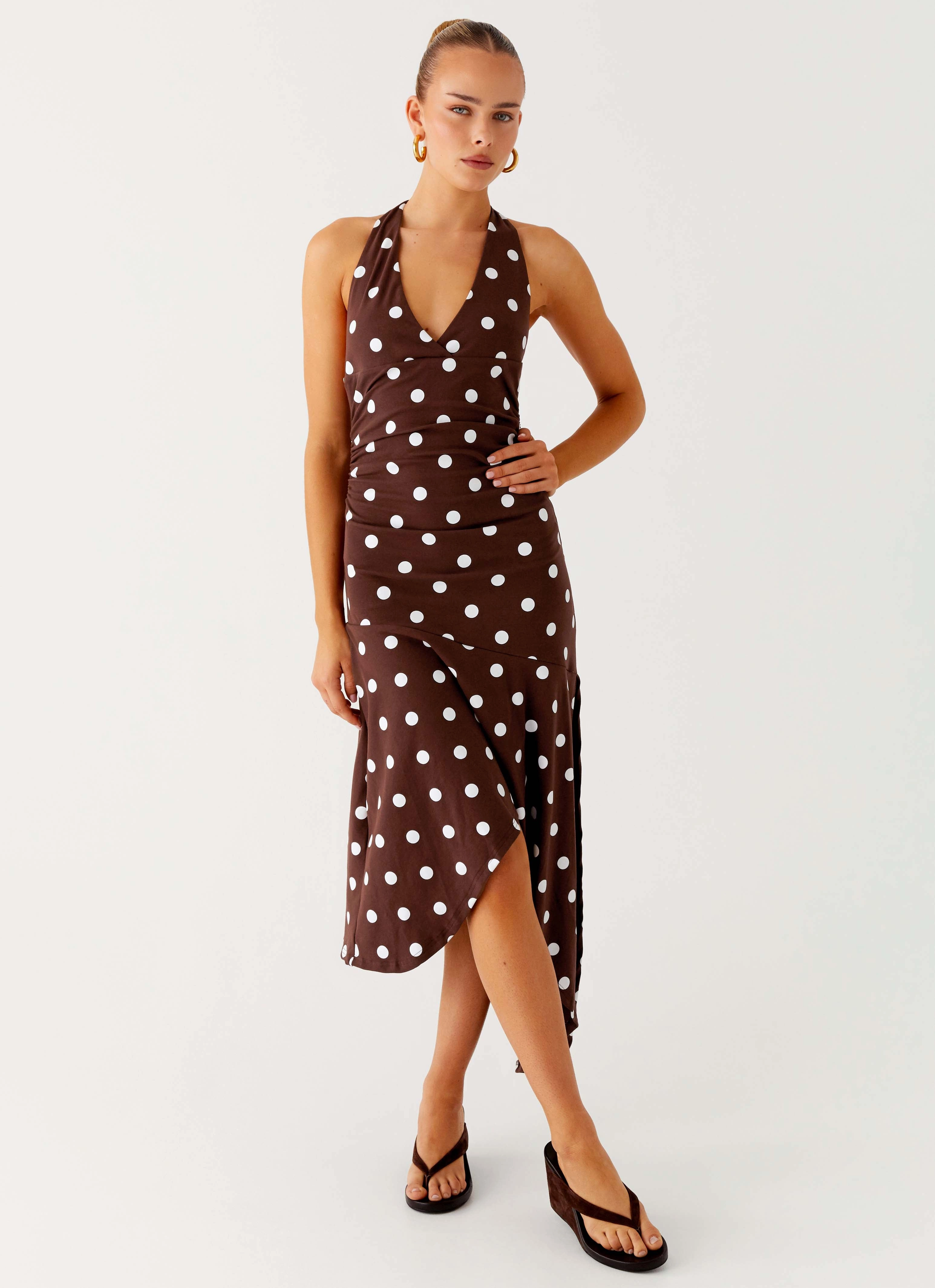 Keylani Halter Midi Dress - Chocolate Sleek and Simple