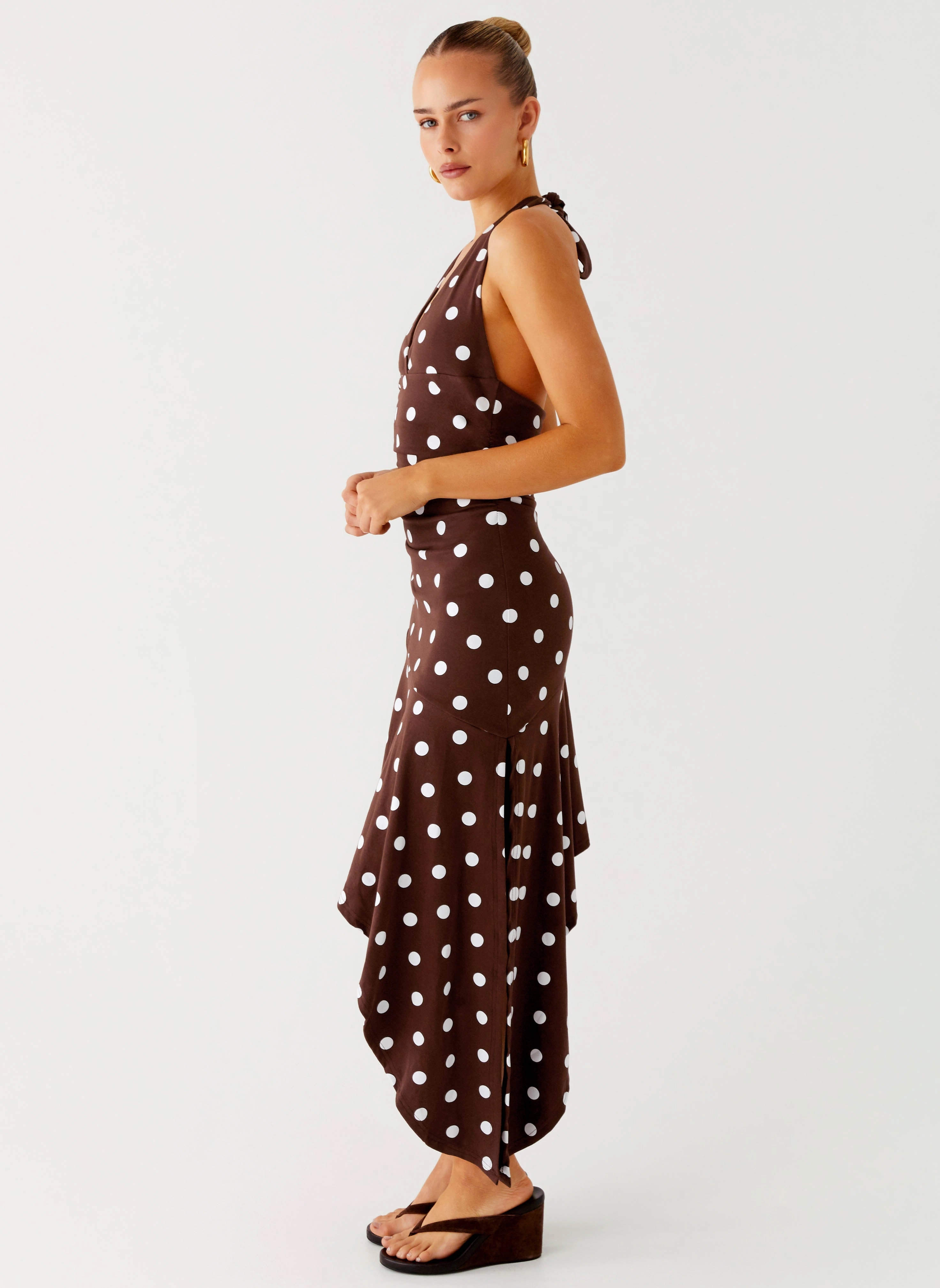 Keylani Halter Midi Dress - Chocolate Fresh Aesthetic