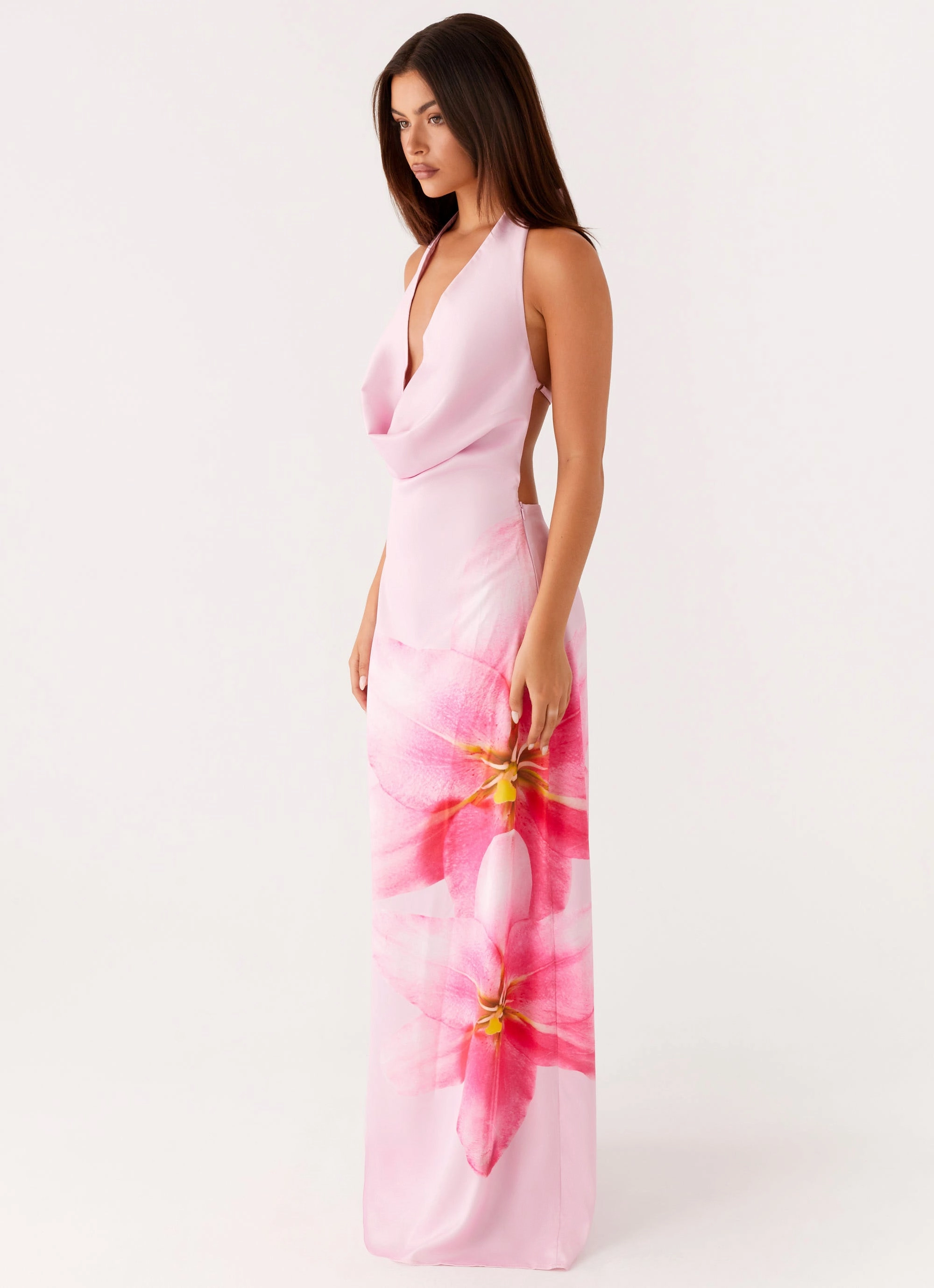 Ethically-Made Bryony Cowl Maxi Dress - Pink