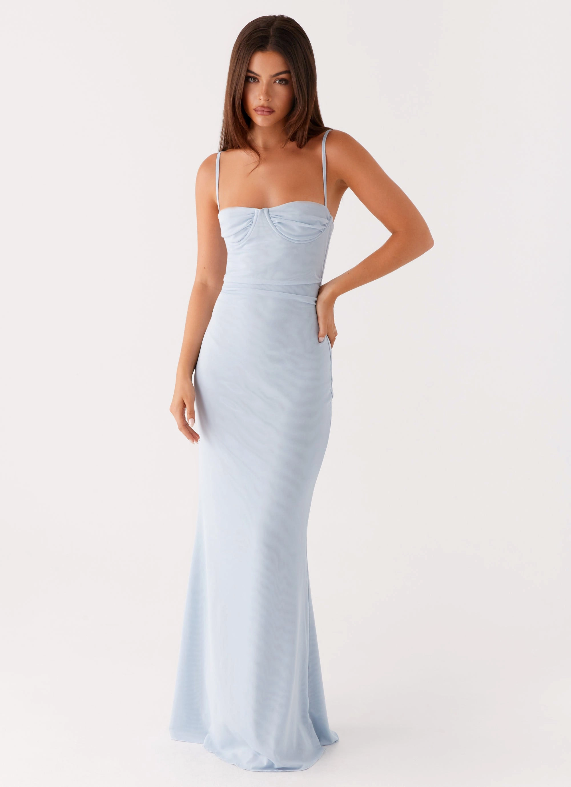 Anna Sophia Maxi Dress - Blue Texture Flow