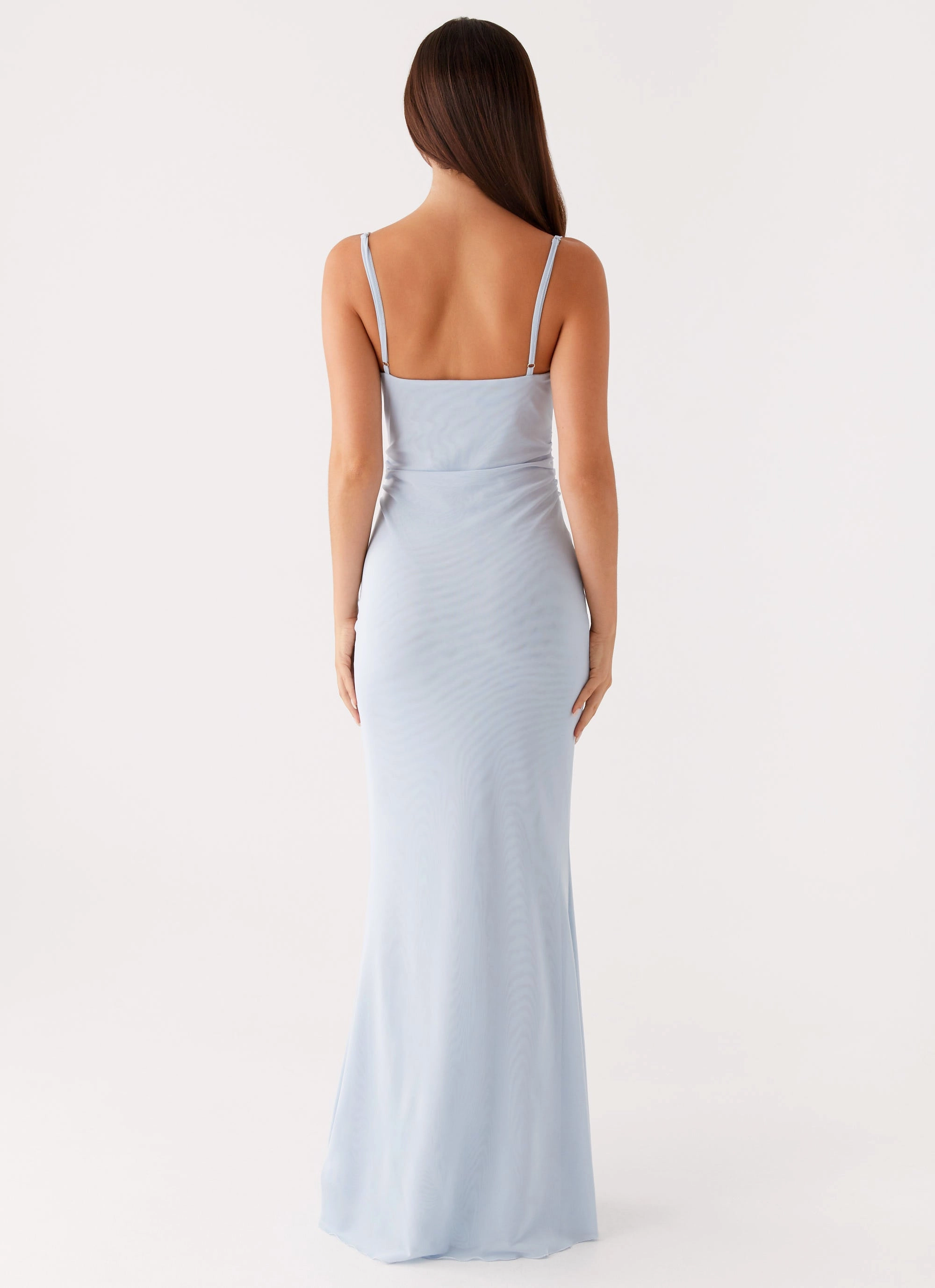 Anna Sophia Maxi Dress - Blue Shiny Zip