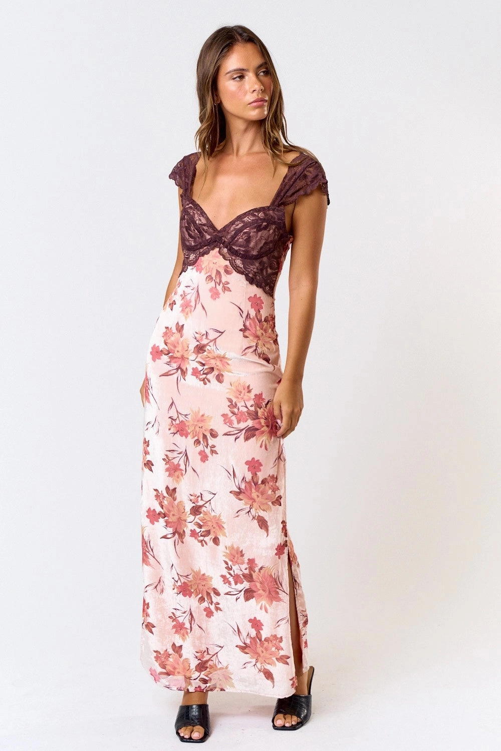 Chill Design Anna Velvet Lace Maxi Dress