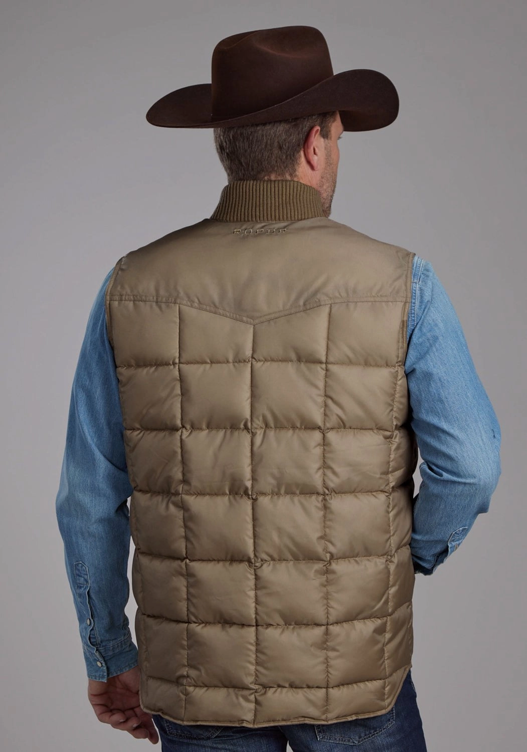 Roper Mens Insulated Western Khaki 100% Polyester Softshell Vest Urban Fit Look