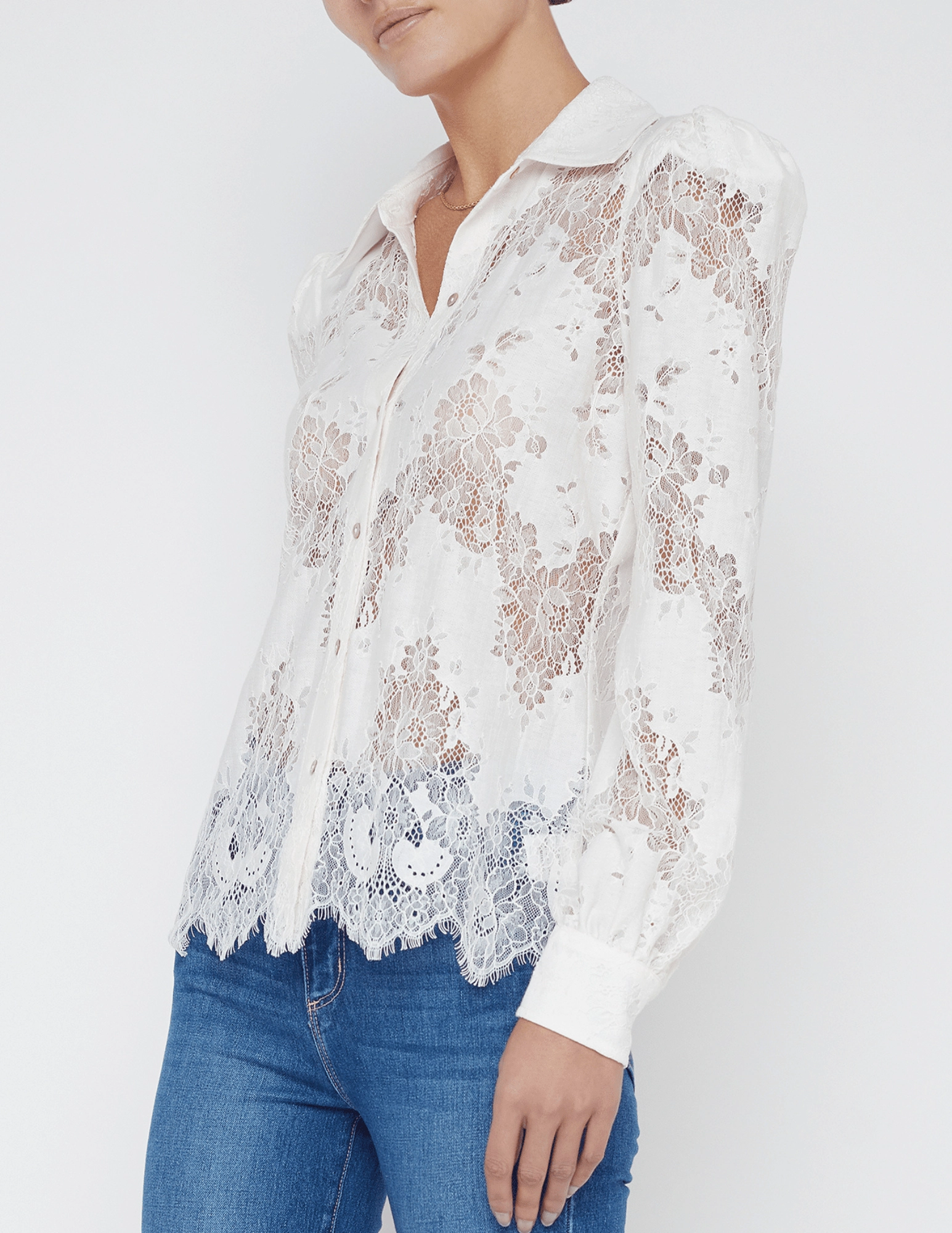 L'Agence Jenica Chevron Lace Blouse Modern Cut
