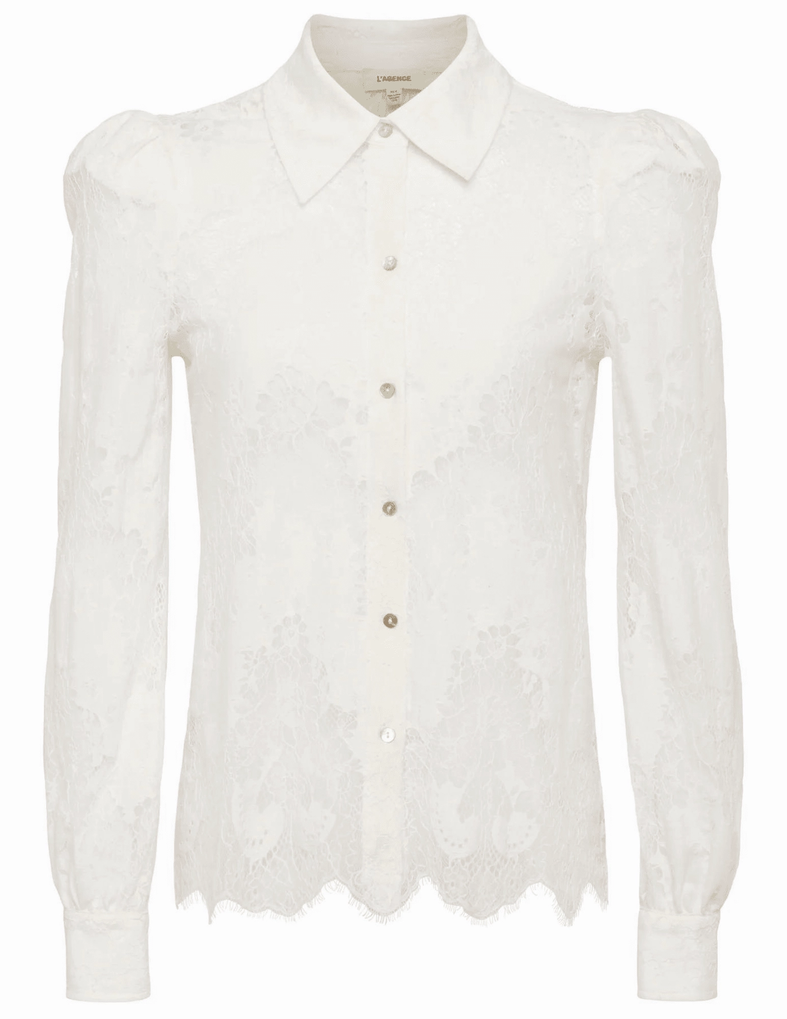 Versatile staple Comfort Layer Wear L'Agence Jenica Chevron Lace Blouse