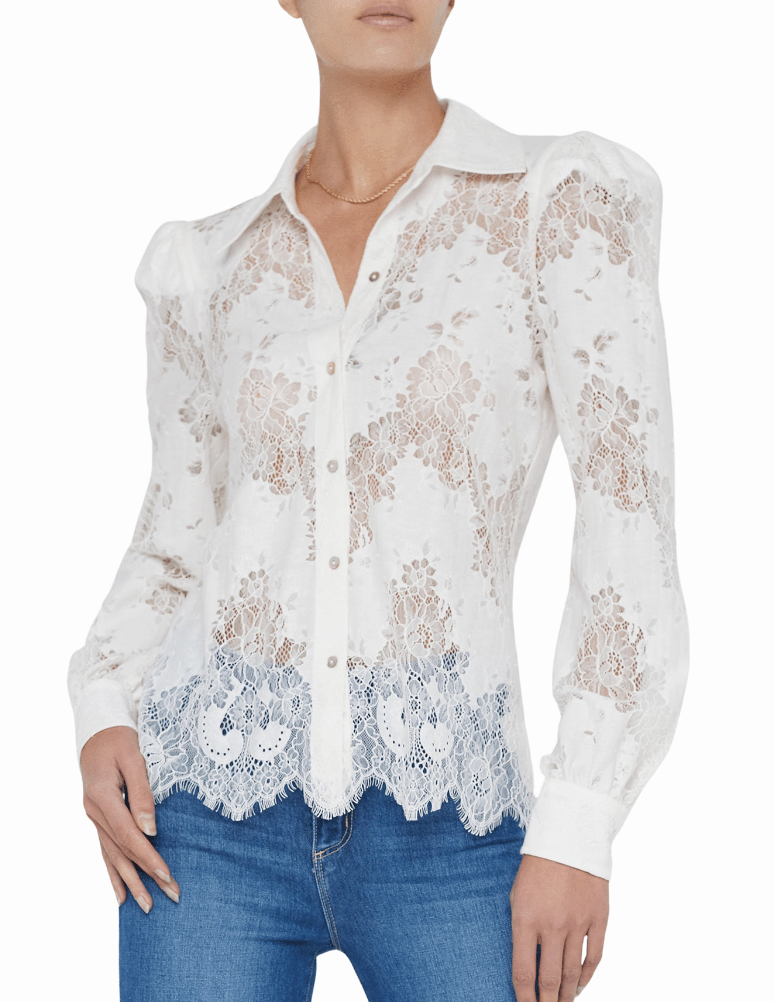 AbrasionResistant Grid Back Panel L'Agence Jenica Chevron Lace Blouse