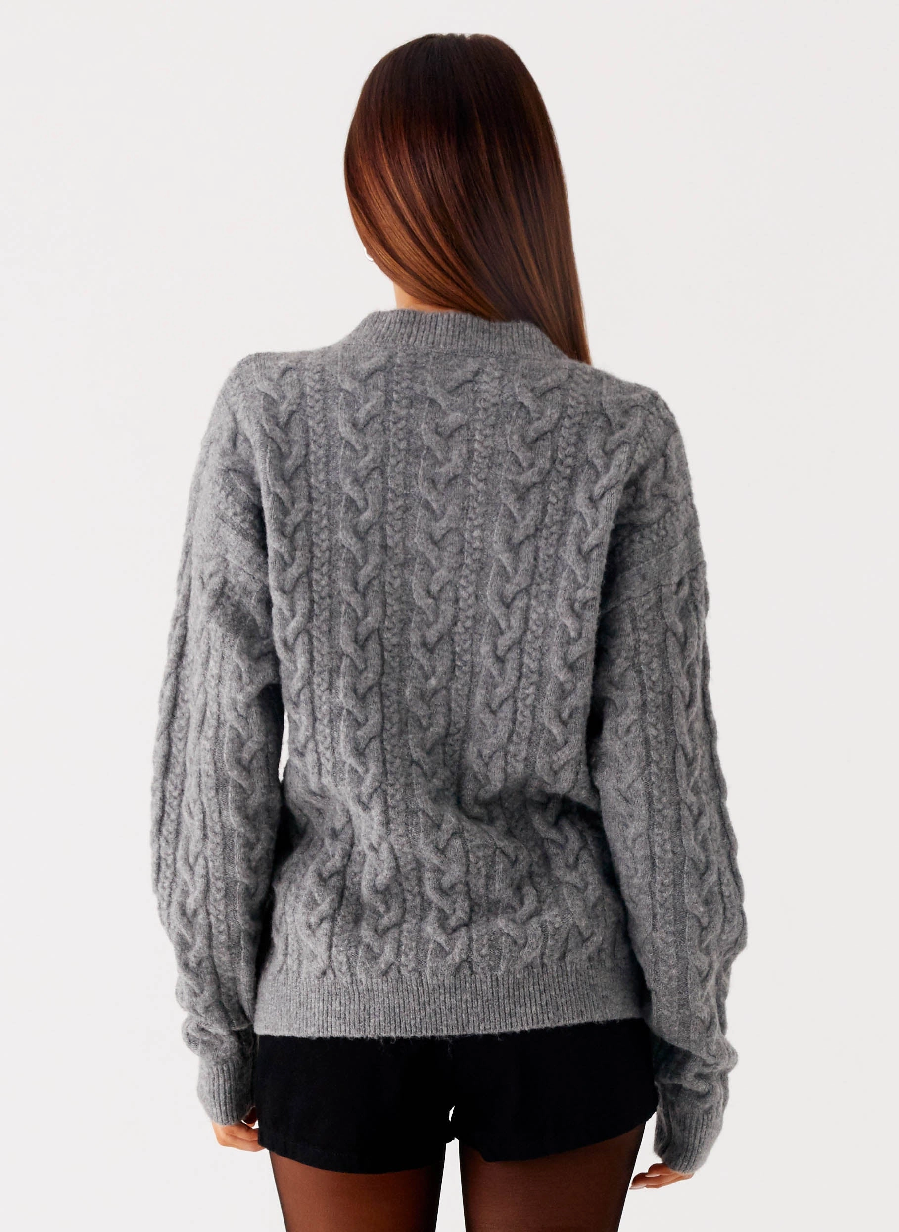 Frawley Cable Knit Cardigan - Grey QuickRelease Closures
