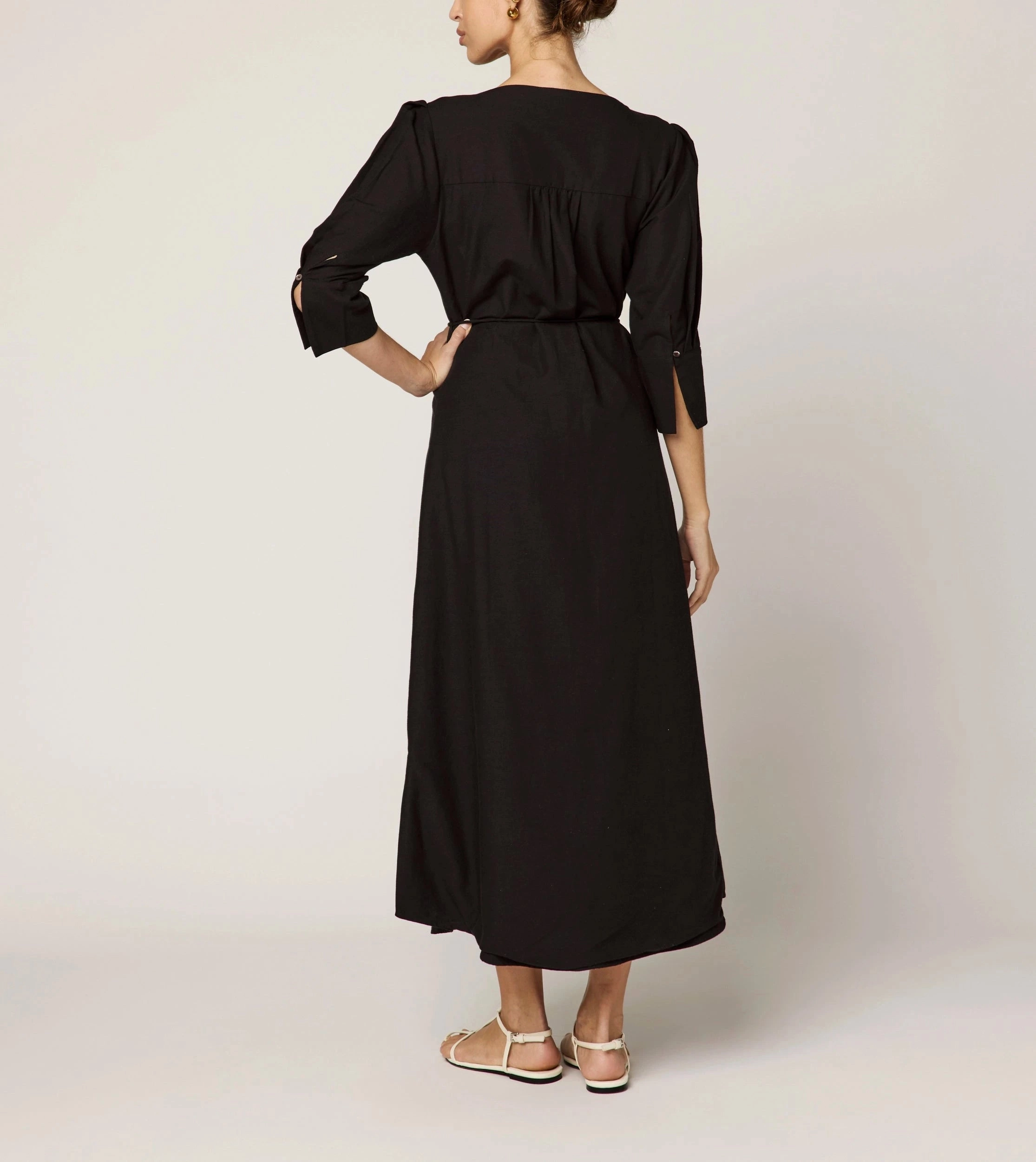 Paria Midi Dress | Black Non Chafe Armholes Cozy Fit