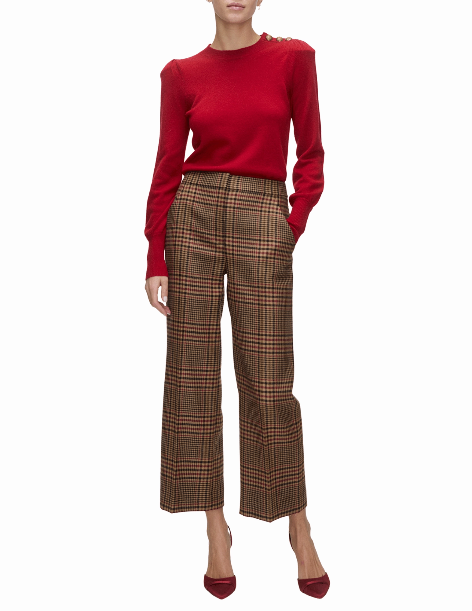 Veronica Beard Nelia Button Cashmere Pullover BiodegradableFabric