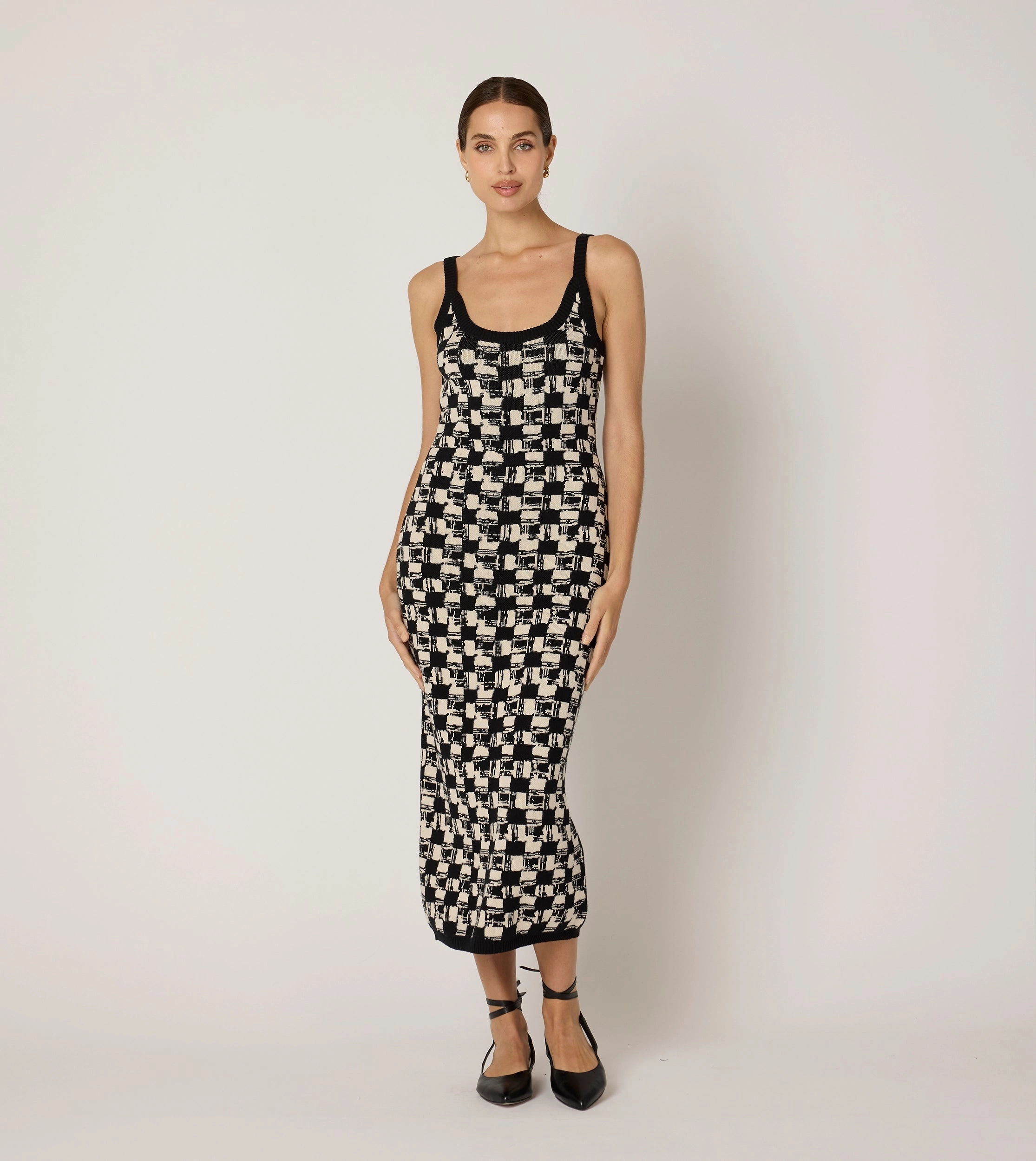 DoubleStitchedSeams Heather Effect Finish Payton Midi Dress | Biarritz Black