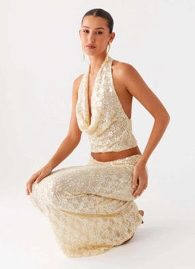 Bling It On Cowl Top - Ivory Reflective Detailing Comfortable Cut