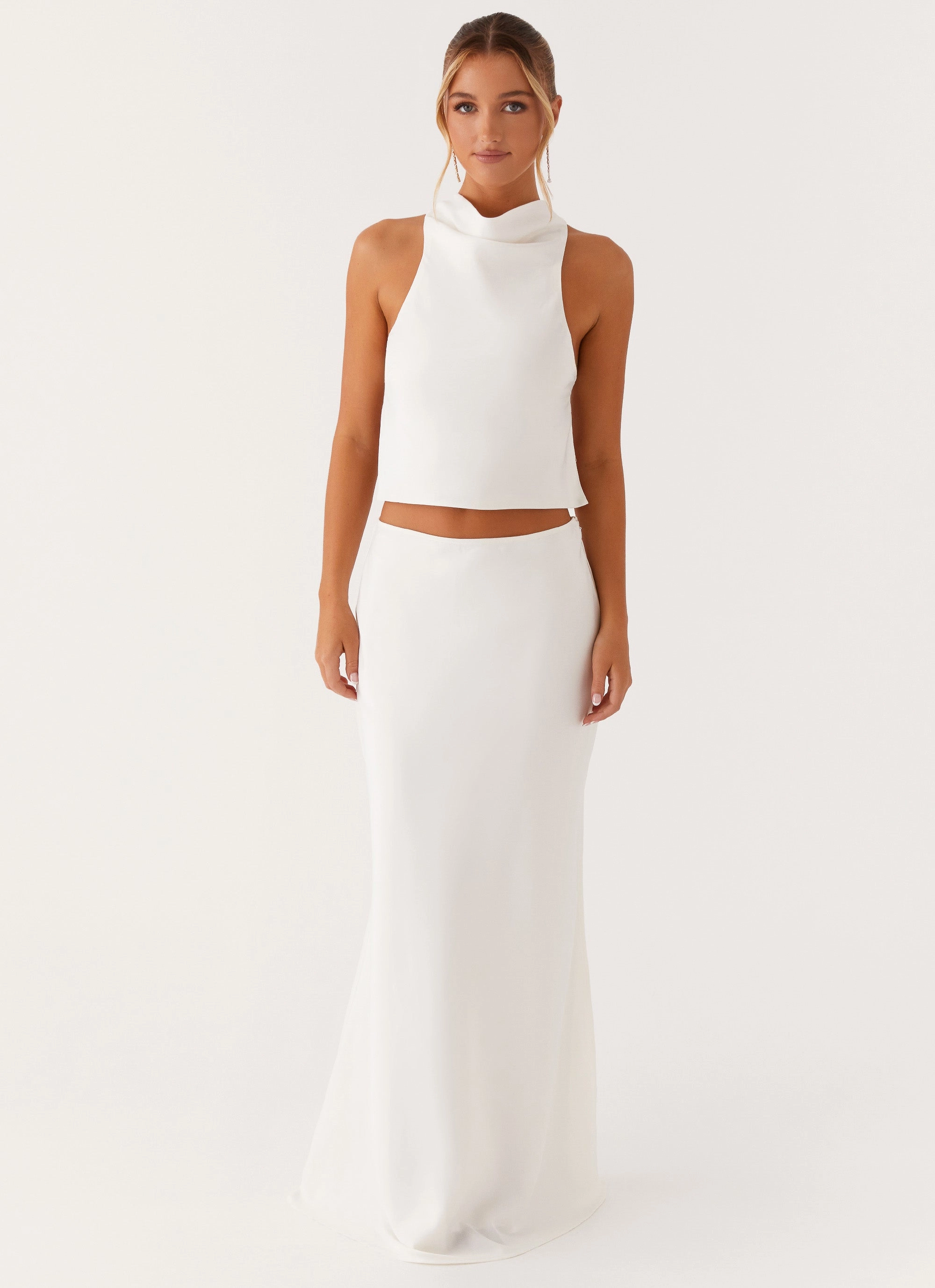 Brookie Satin Top - White OdorResistantTechnology Temperature Regulating Textile