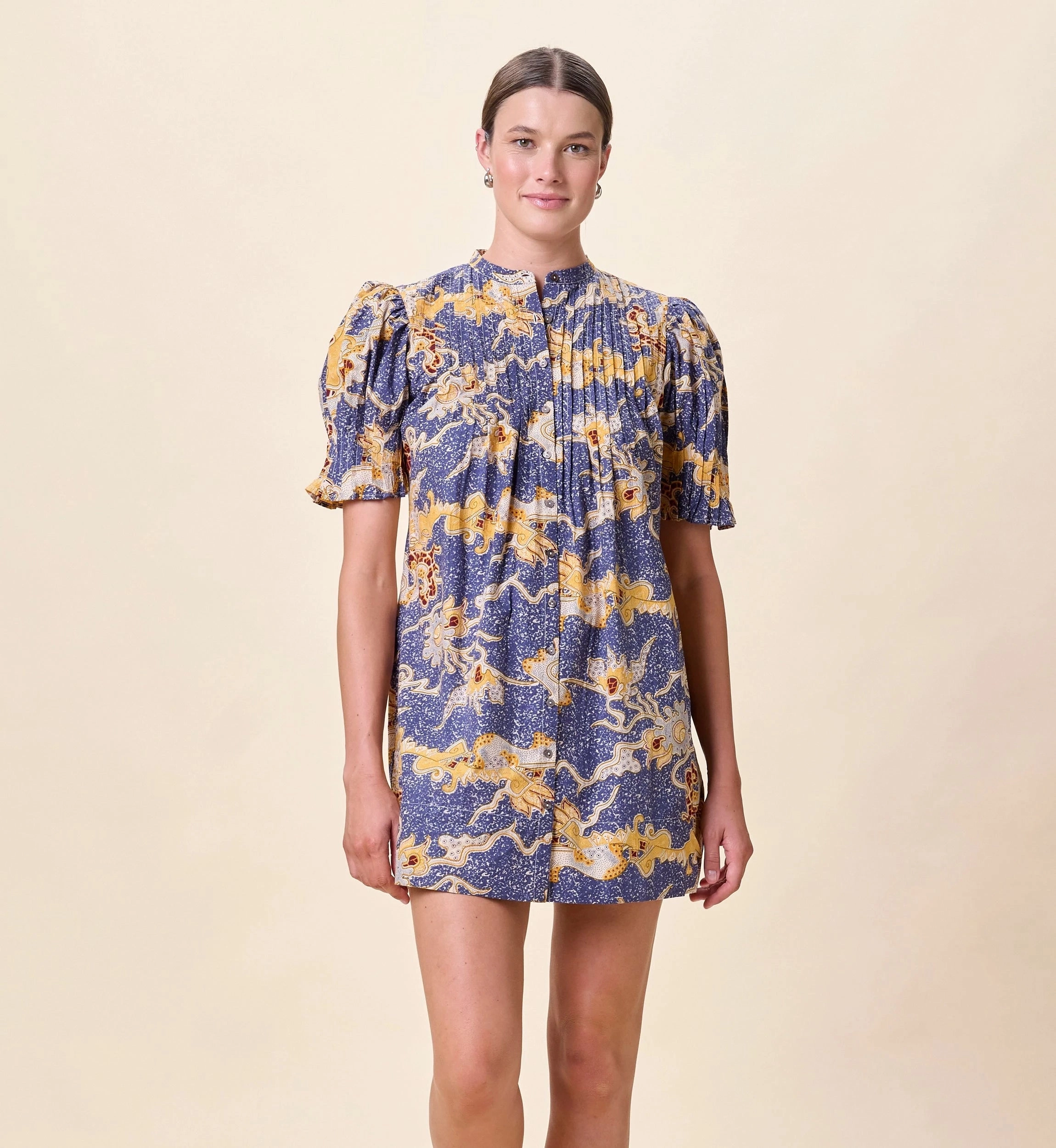 Nadia Mini Dress | Blue Castello Hypoallergenic Lining Hidden Storage Pocket