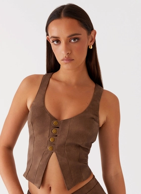 West District PU Top - Brown Sustainable Cotton