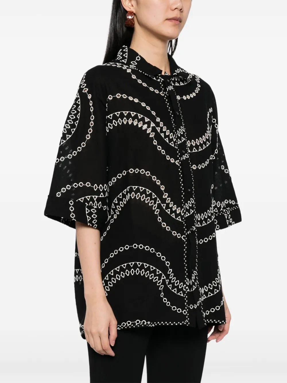 Josie Blouse in Black Reversible Layering Tech