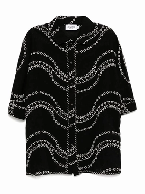 Josie Blouse in Black Low Profile Waistband Integration Reinforced Seam Technique