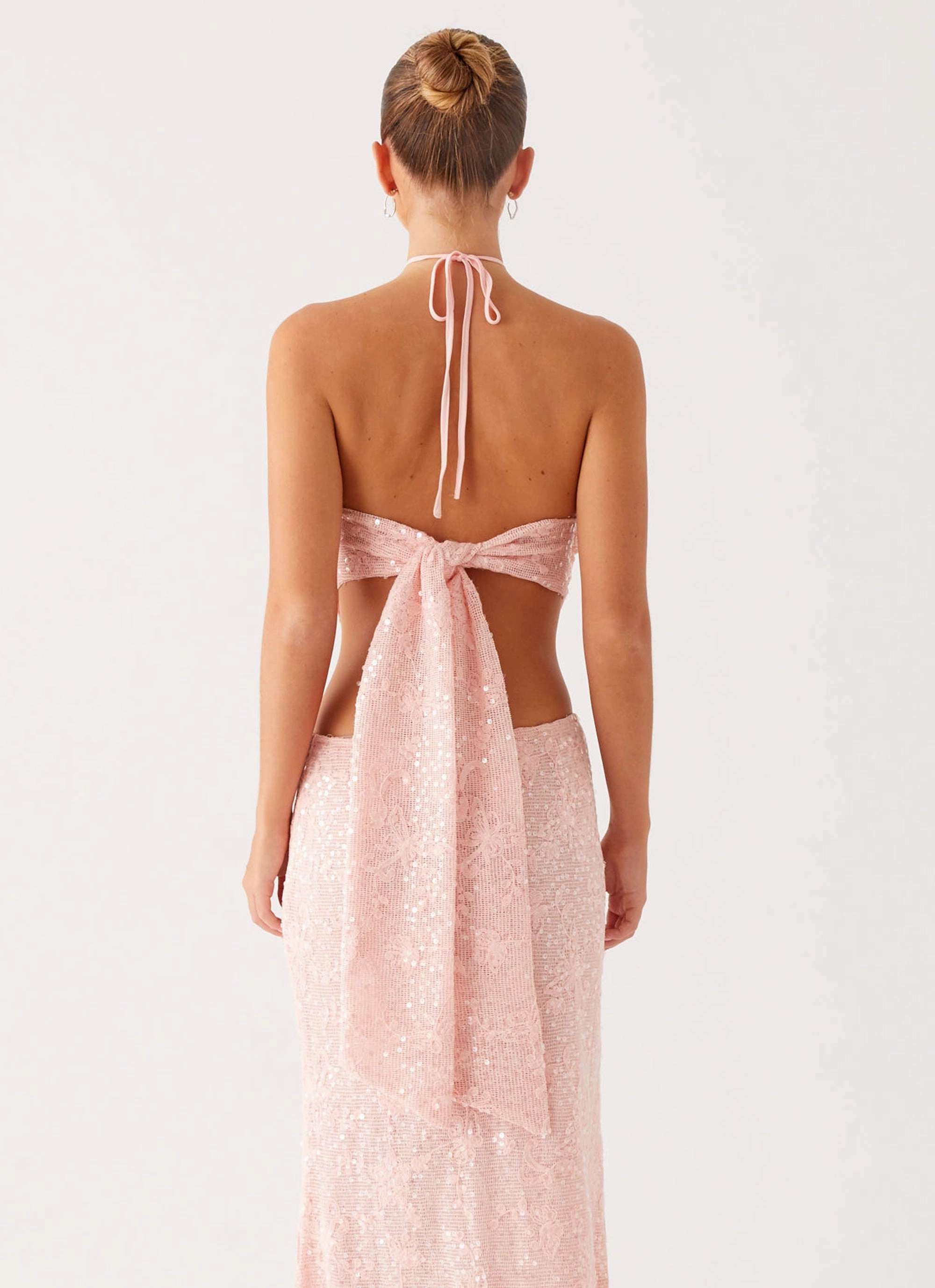 Antimicrobial Treatment Queenie Sequin Halter Top - Pink