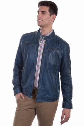 Airflow Optimization Scully Mens Denim Lamb Cafe Racer Jacket