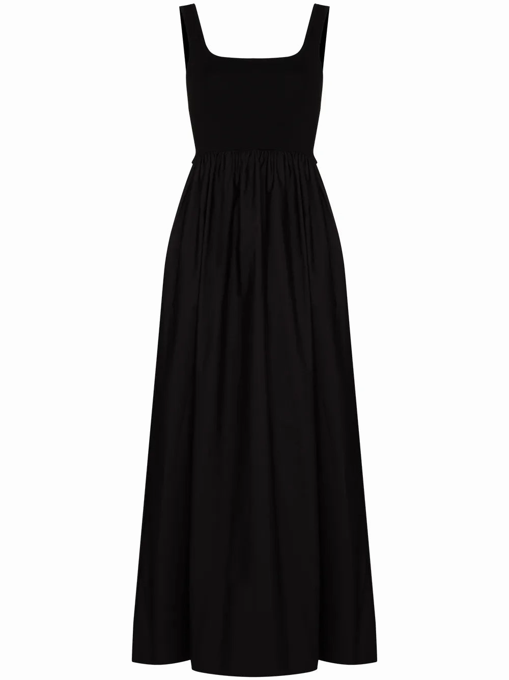 Minimal Motion Color-Blocked Knit and Cotton Dress in Black