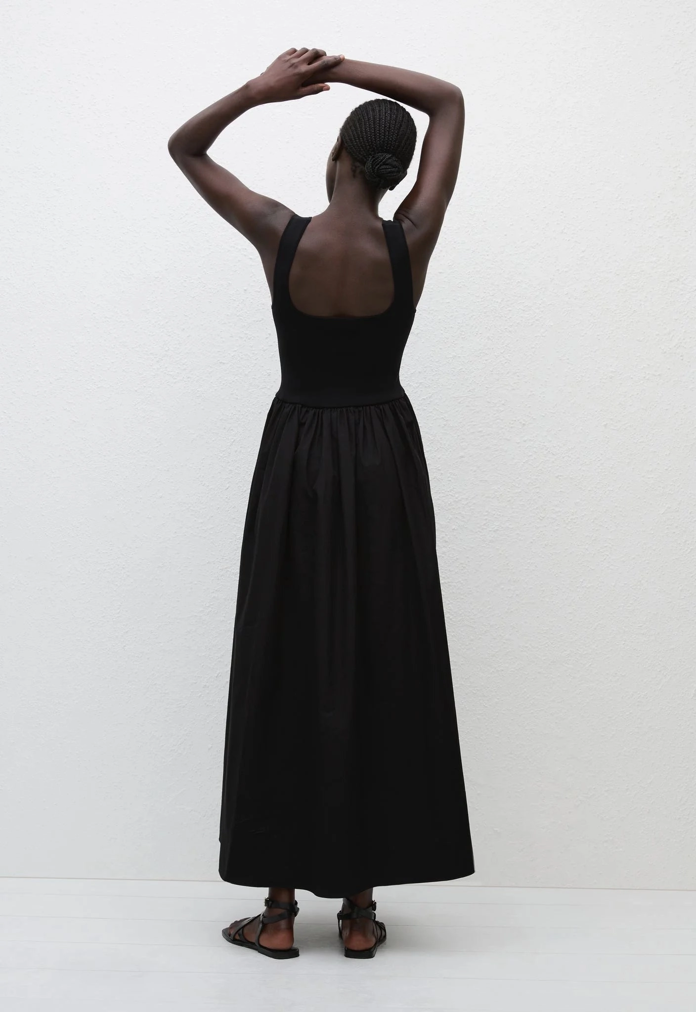 Wrap Glow Knit and Cotton Dress in Black