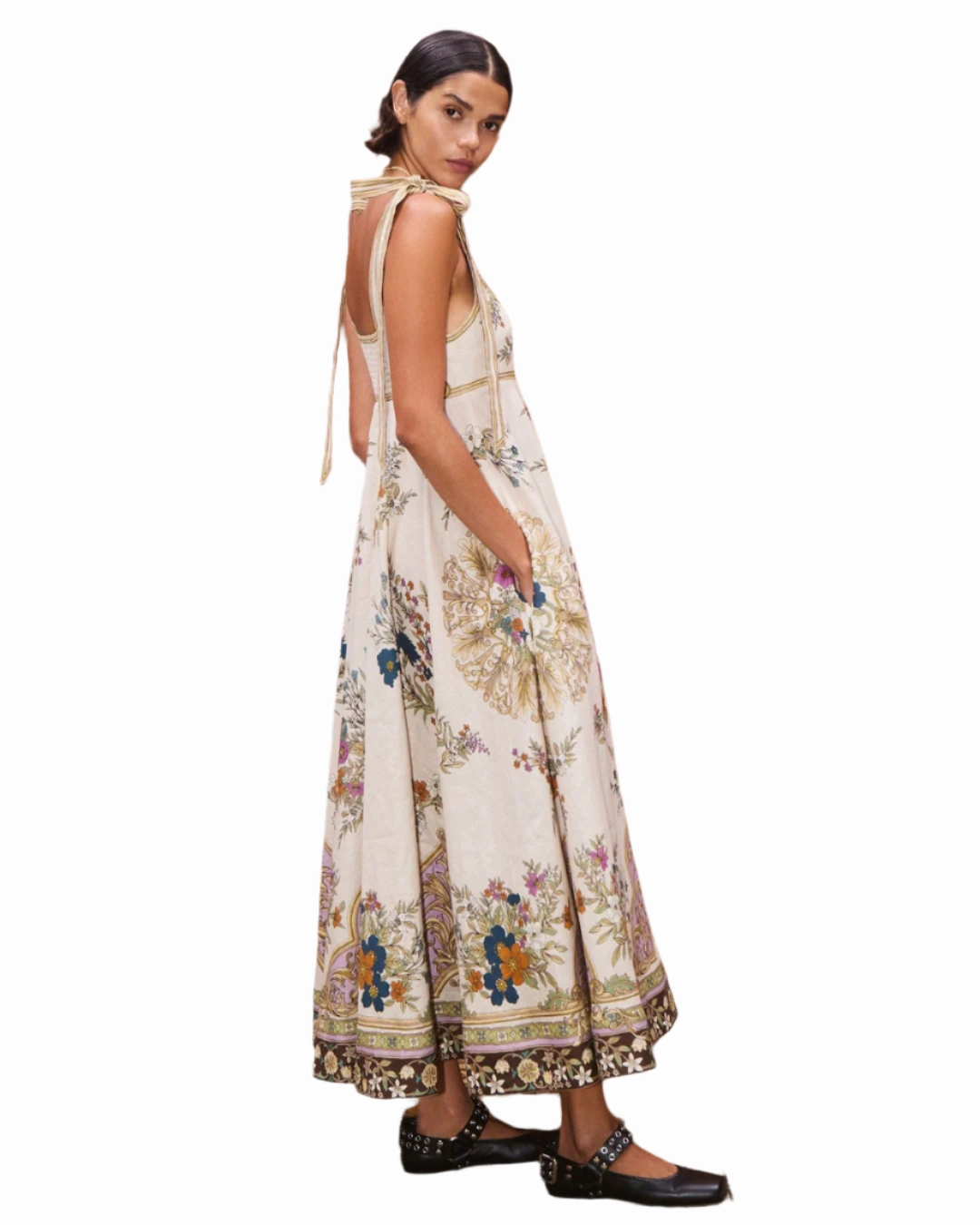 Side-Pocket Subtle Glam Antoinette Ballet Sundress in Cream