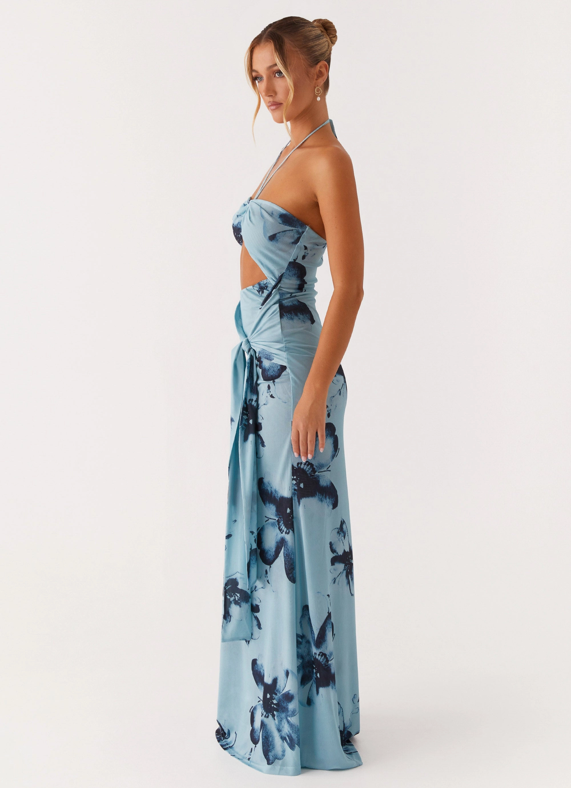 Slim Touch Pure Lines Antonia Maxi Dress - Black Blue Floral