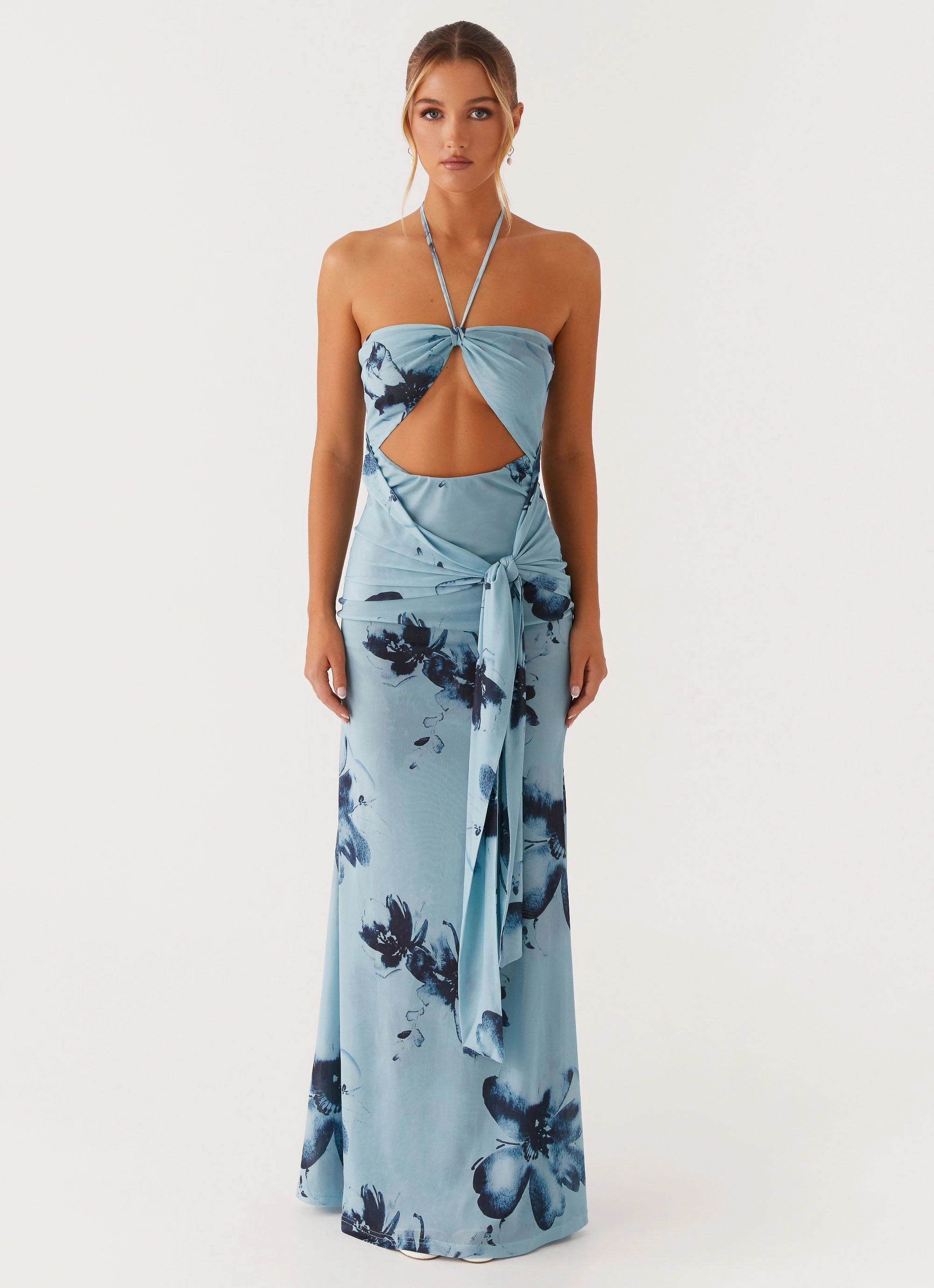 Antonia Maxi Dress - Black Blue Floral Young Edge