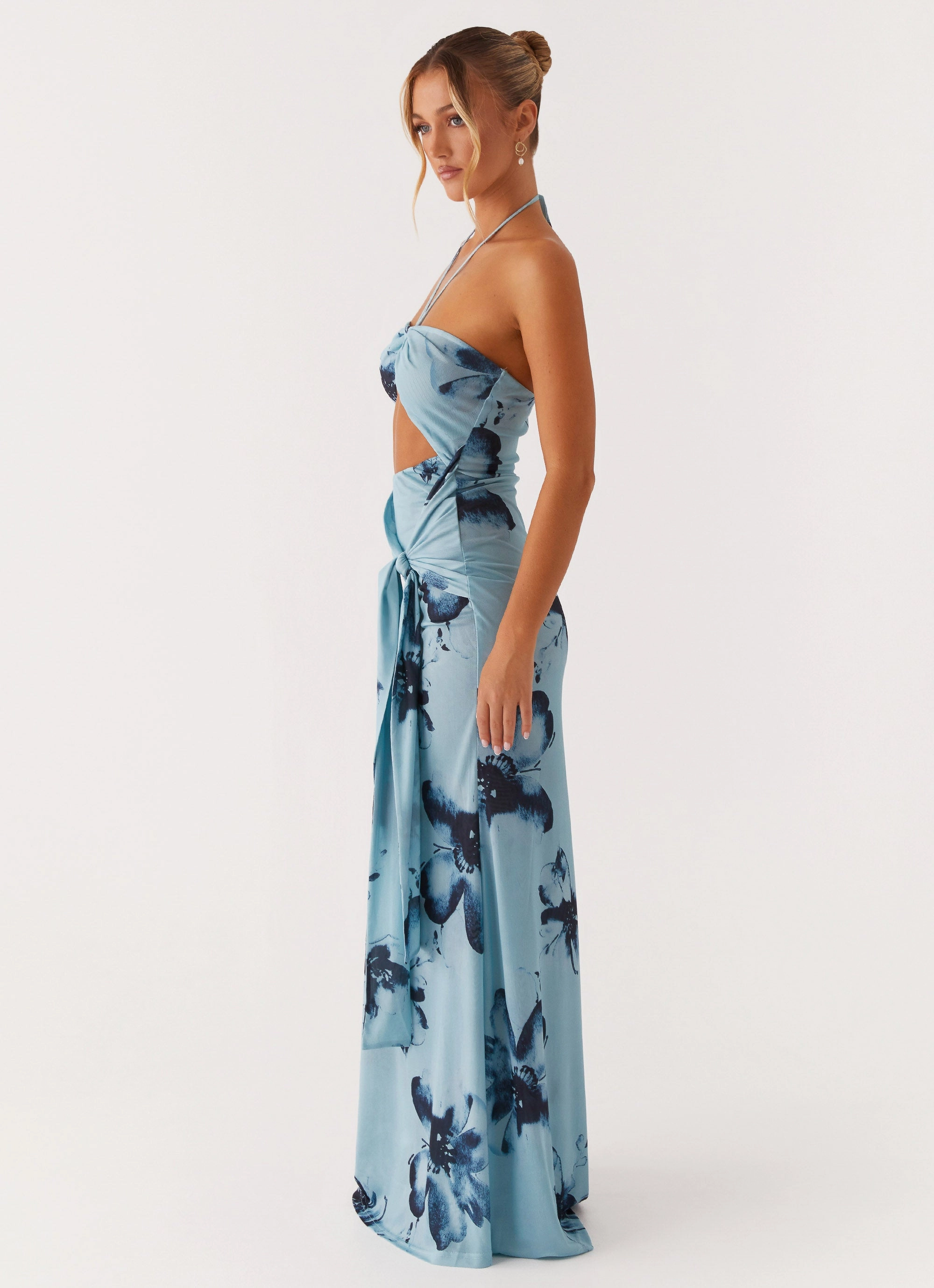 Antonia Maxi Dress - Black Blue Floral Occasion Wear