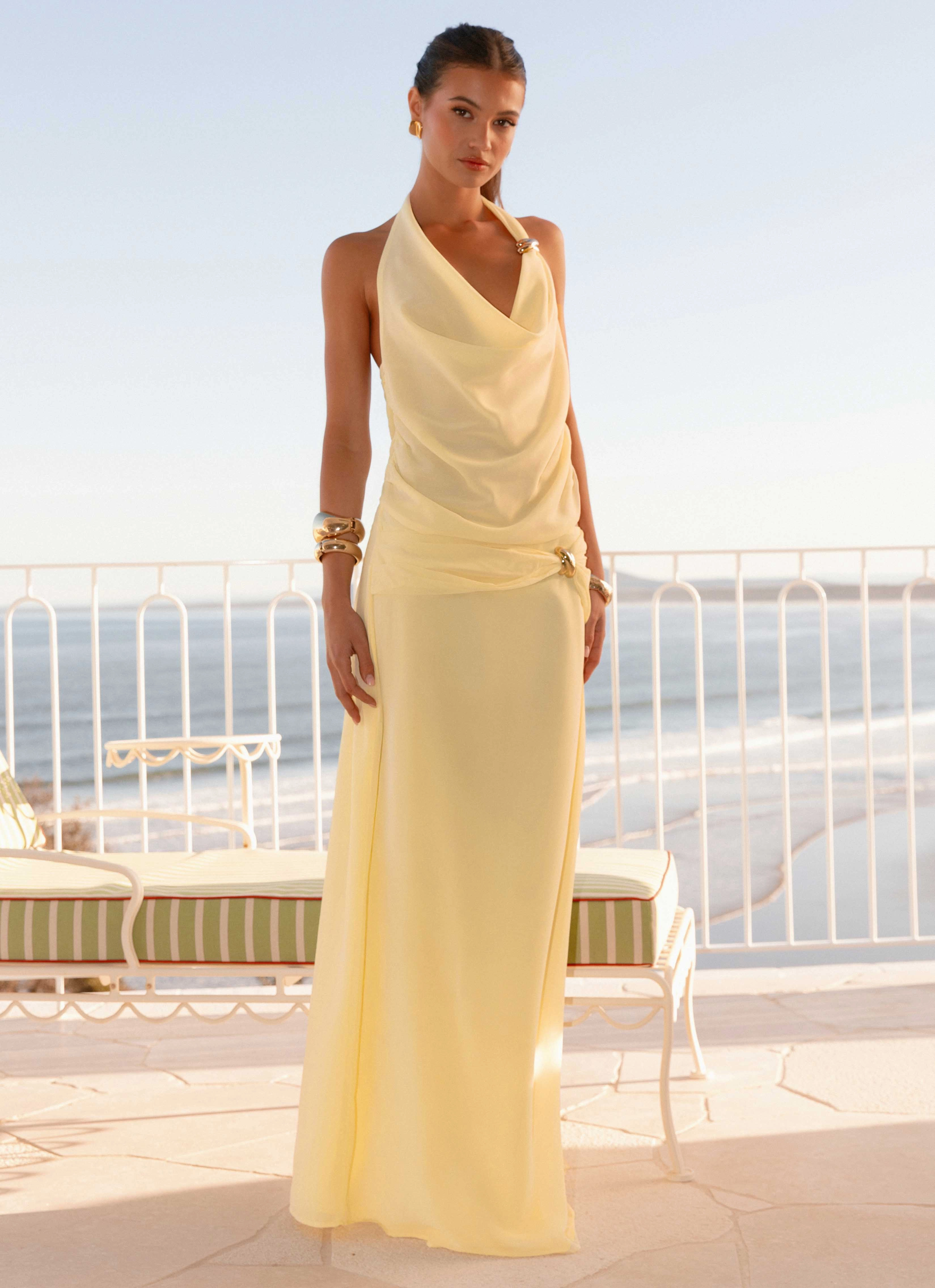 Anuhea Cowl Top - Yellow Slim Silhouette