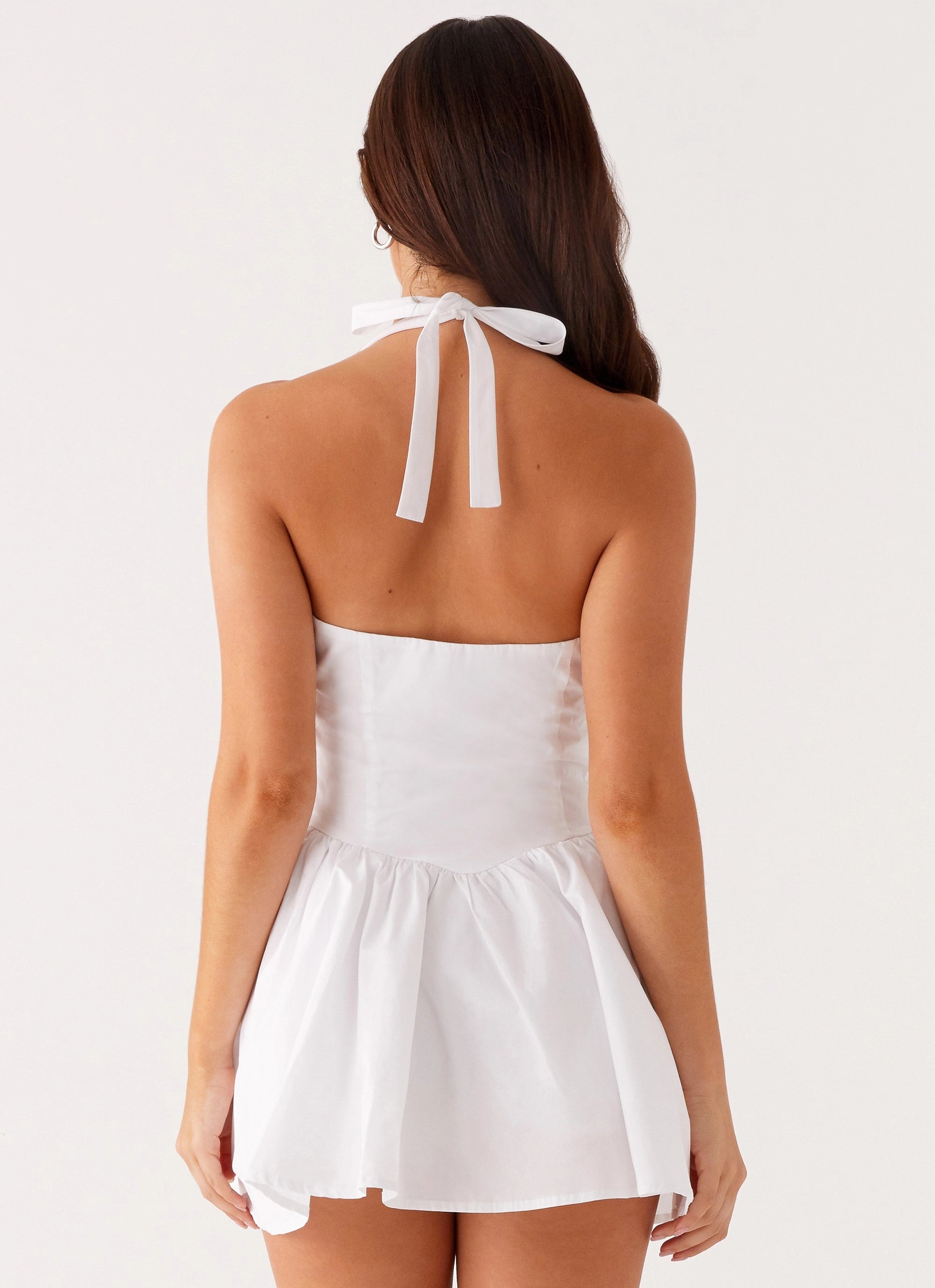 Anya Halterneck Mini Dress - Ivory Chic Look