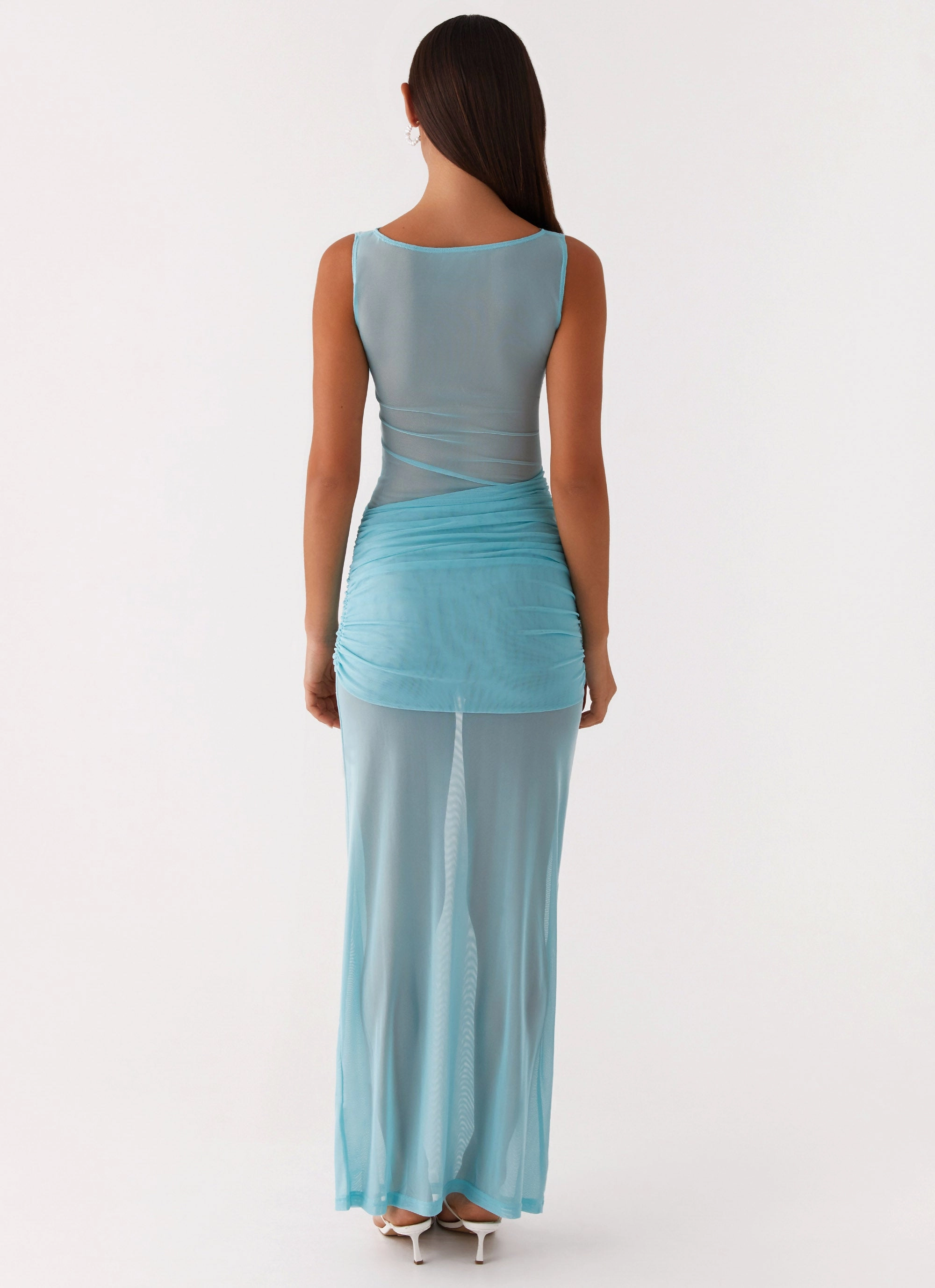 Profile Enhancer Satin-Sleeve Apollo Maxi Dress - Aqua