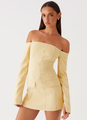 Dominique Blazer Mini Dress - Yellow Trendy Look Urban Energy
