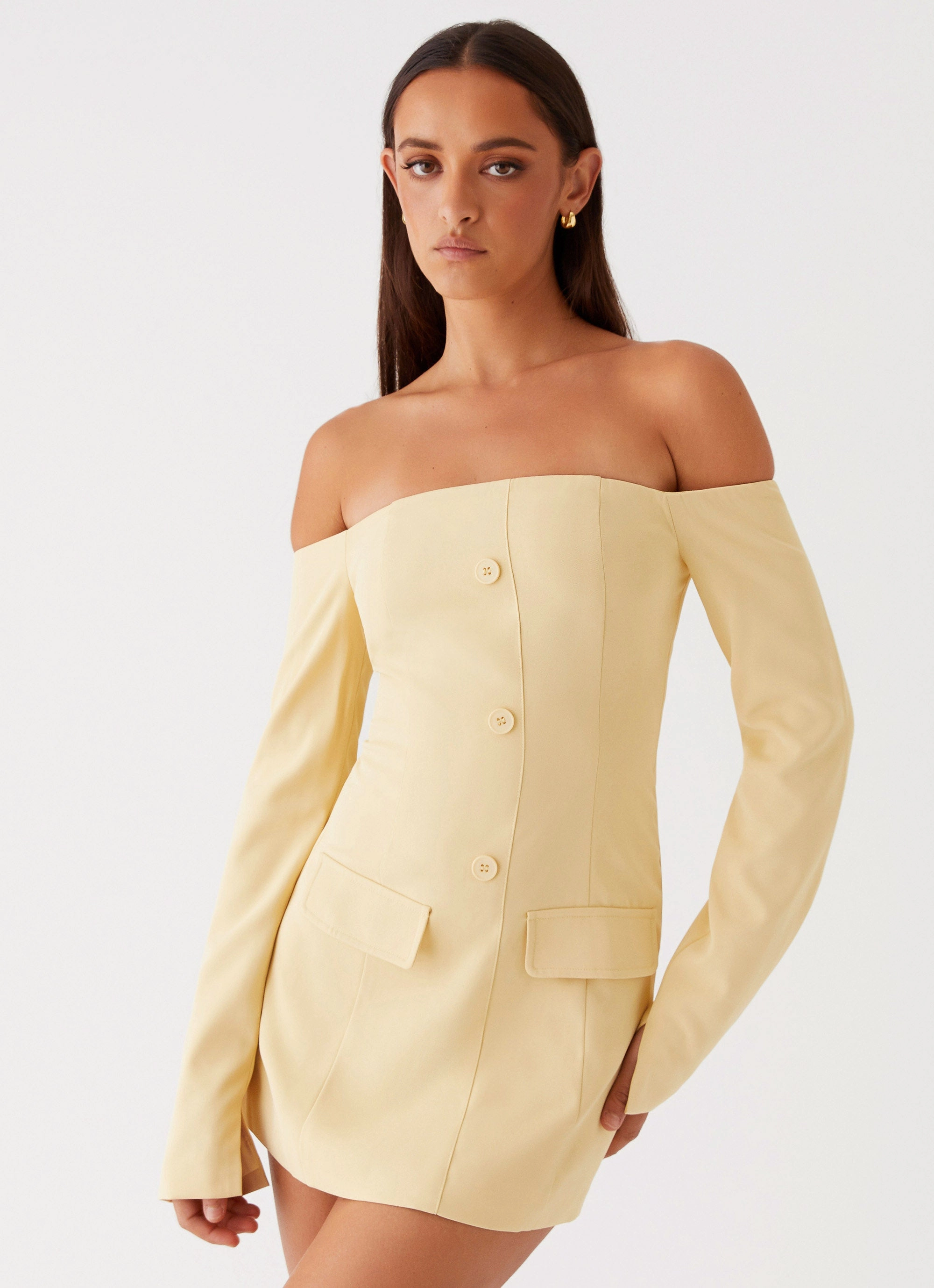 Elegant Simplicity Dominique Blazer Mini Dress - Yellow