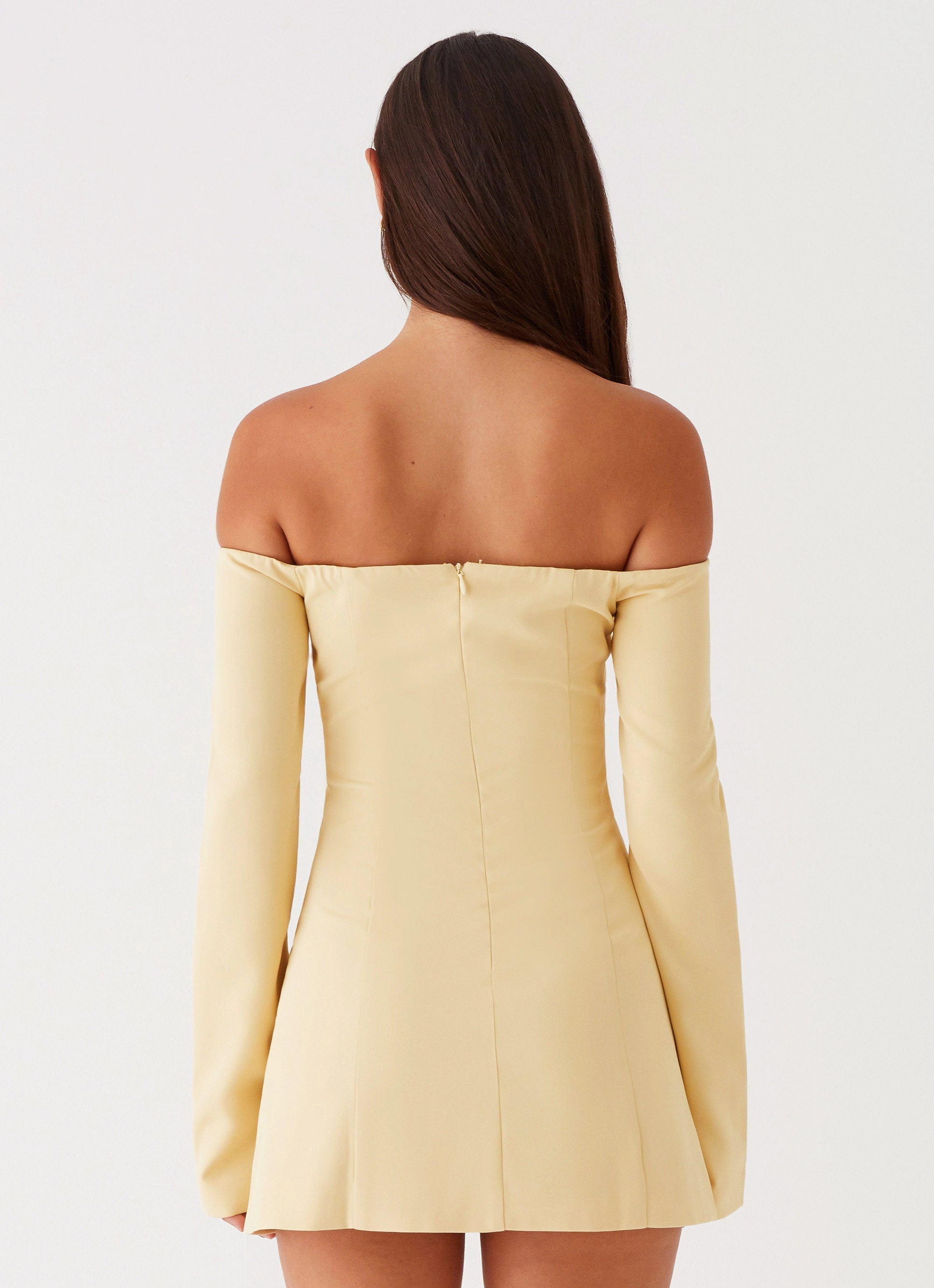 Dominique Blazer Mini Dress - Yellow Subtle Drape