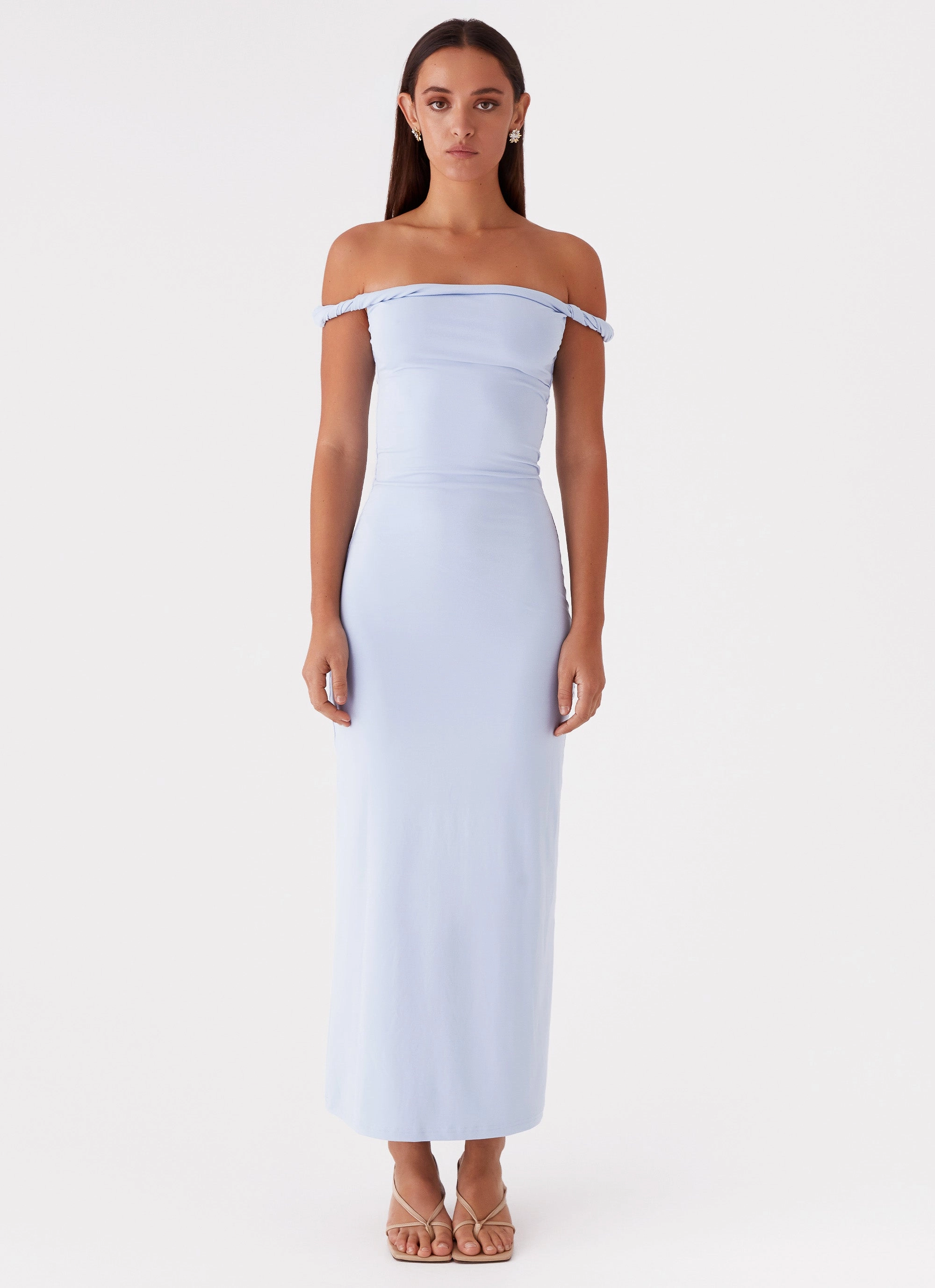 Night Ready Arabella Twist Shoulder Maxi Dress - Blue