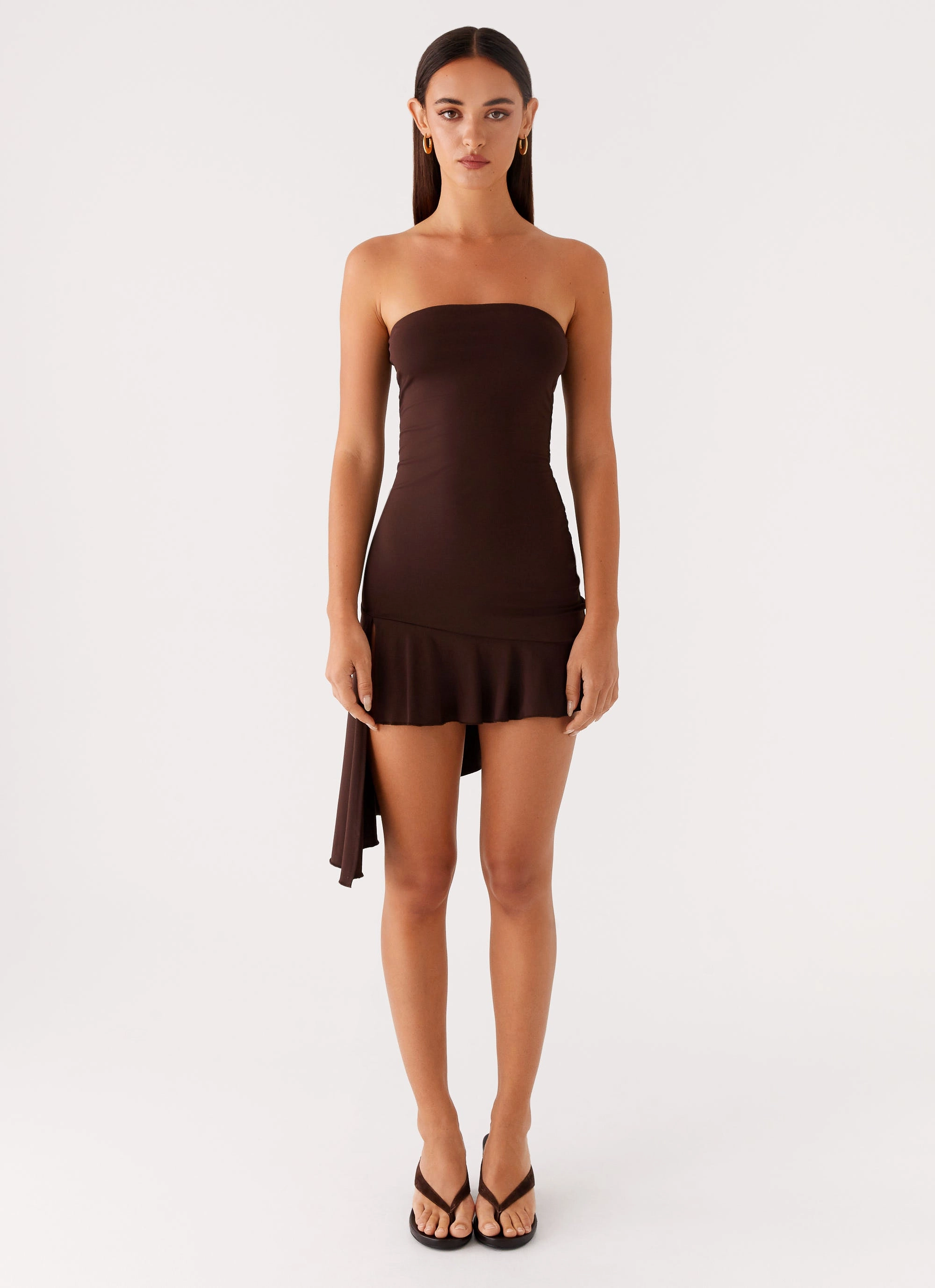 Bright-colored piece Arianne Mini Dress - Chocolate