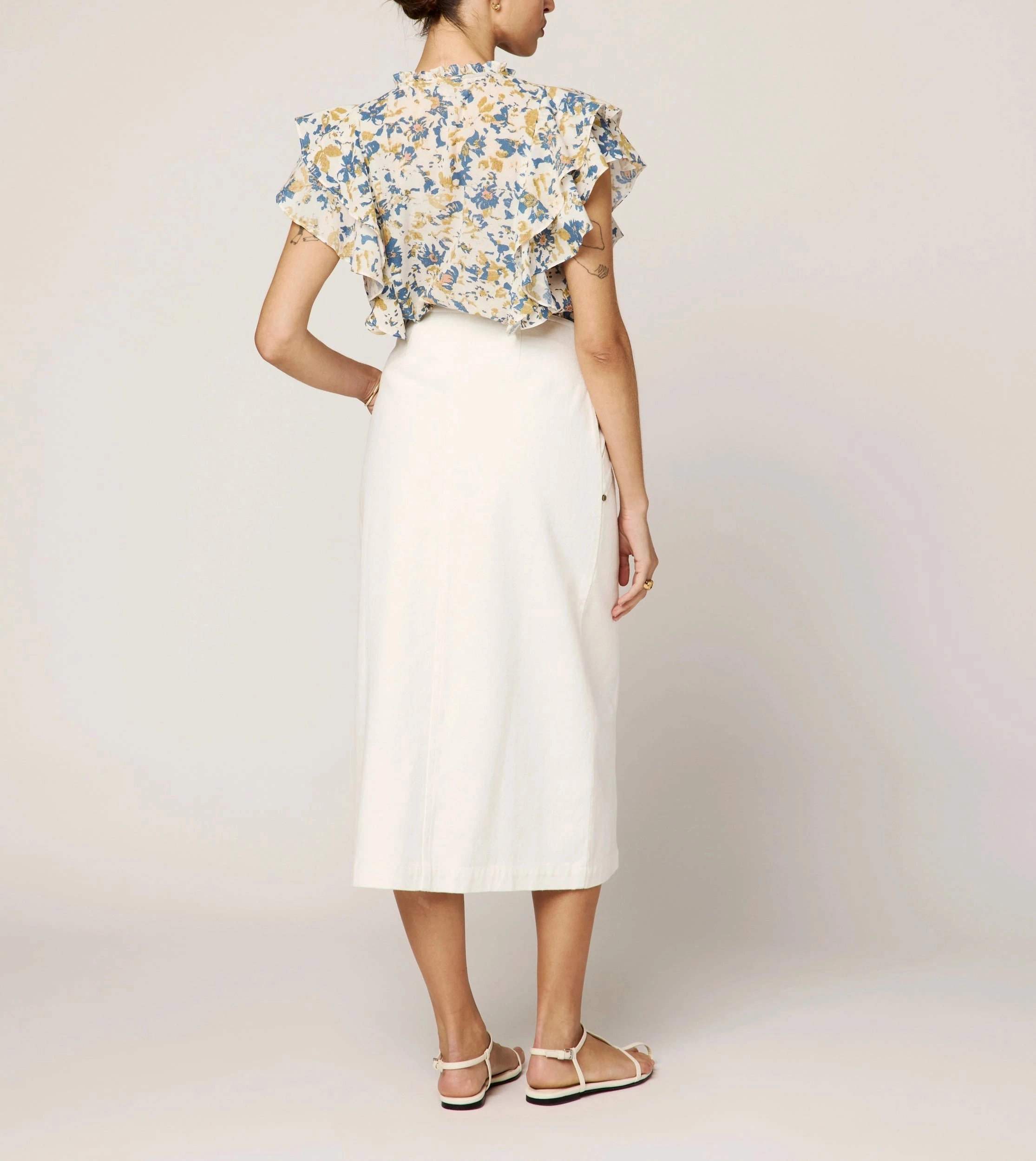 Arista Blouse | Carina Print Ribbed Hem Finish