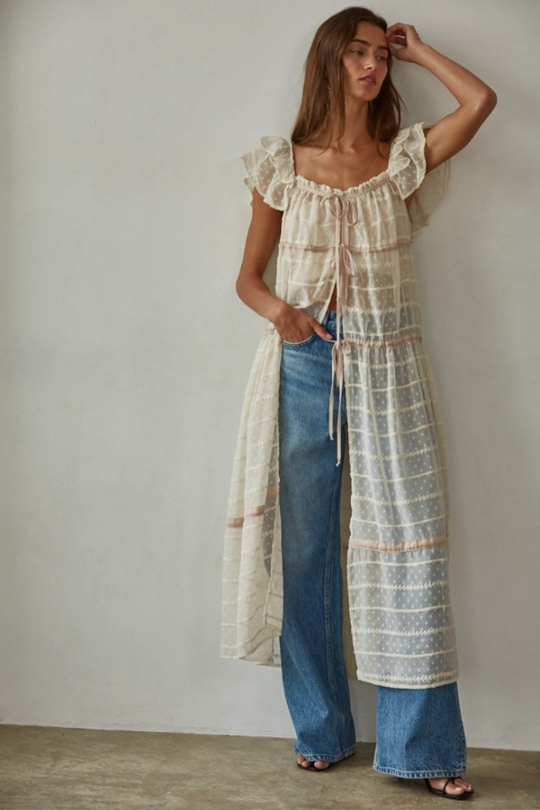 EasyCare Fabric Airflow Ventilation Aristelle Tie Maxi Dress Top