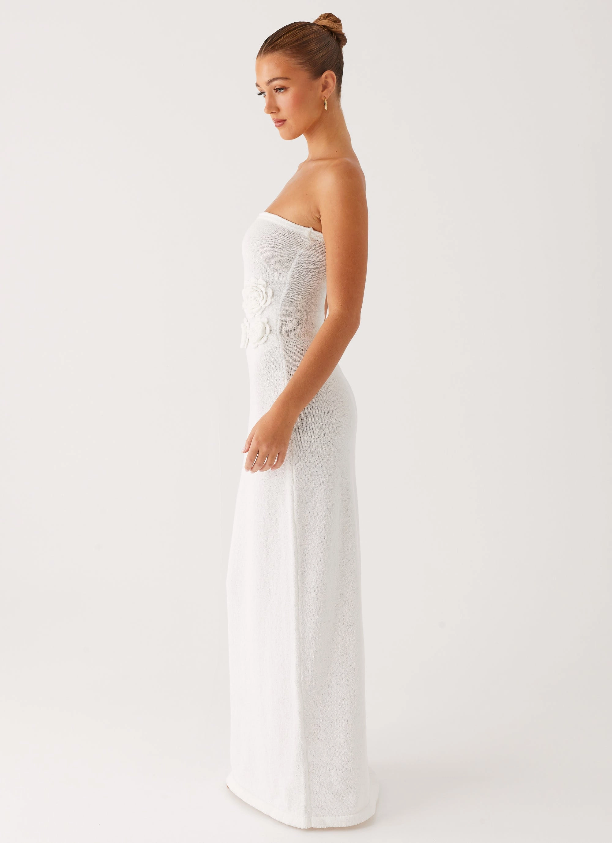 Arli Strapless Maxi Dress - Ivory Belt Waist