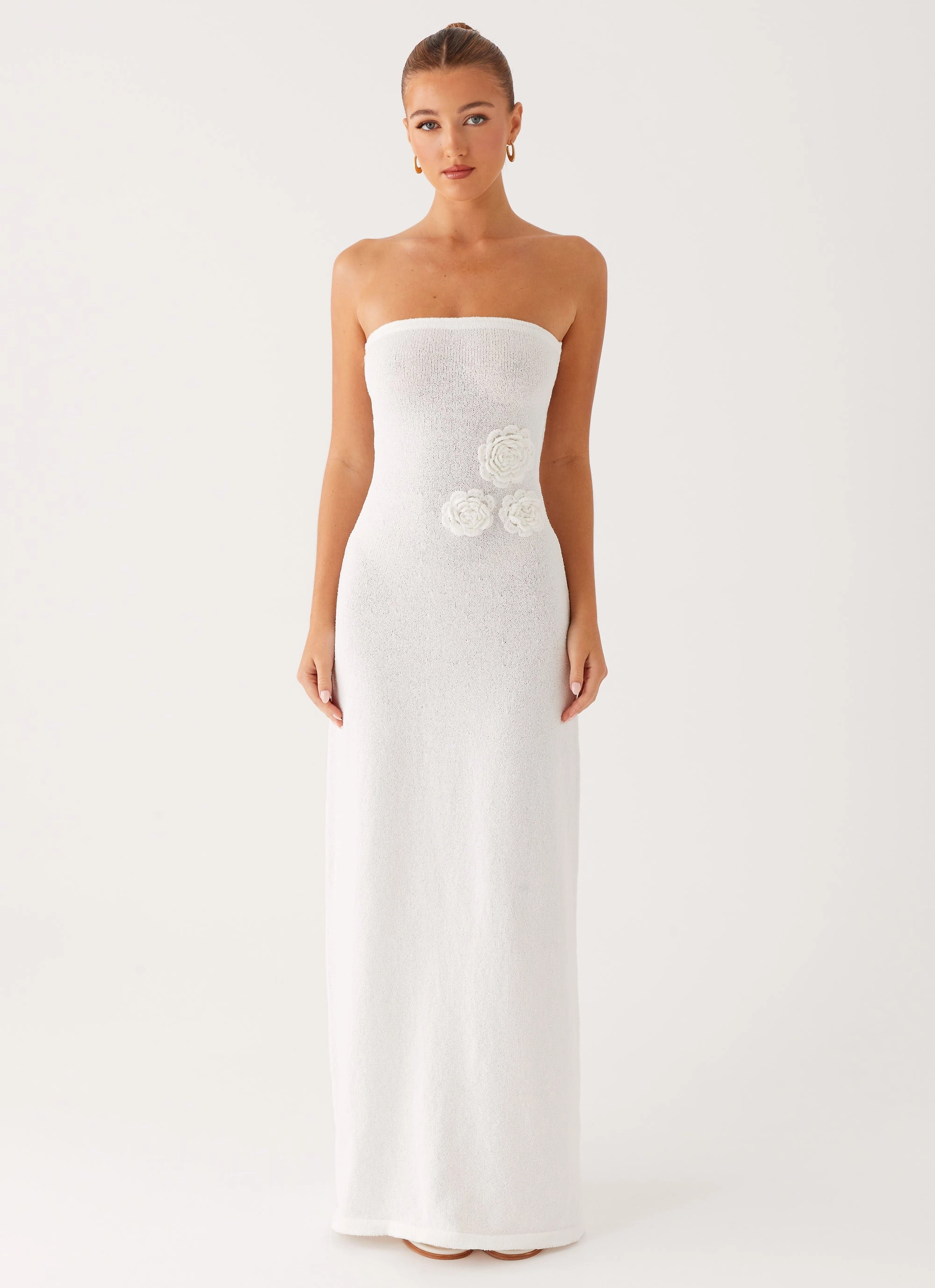 Arli Strapless Maxi Dress - Ivory Feminine midi gown
