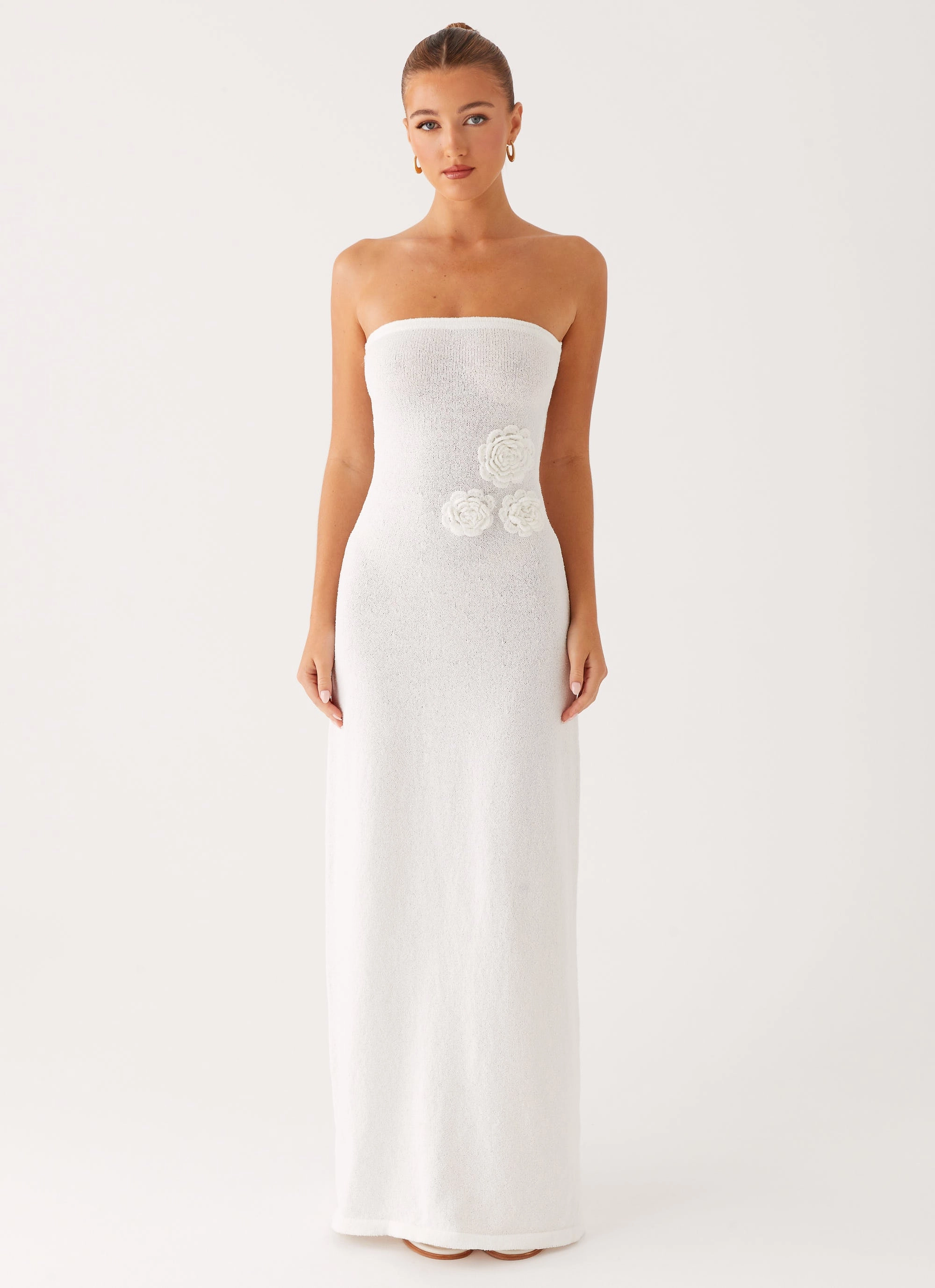 Arli Strapless Maxi Dress - Ivory Flattering Layers Light and Comfortable Wear