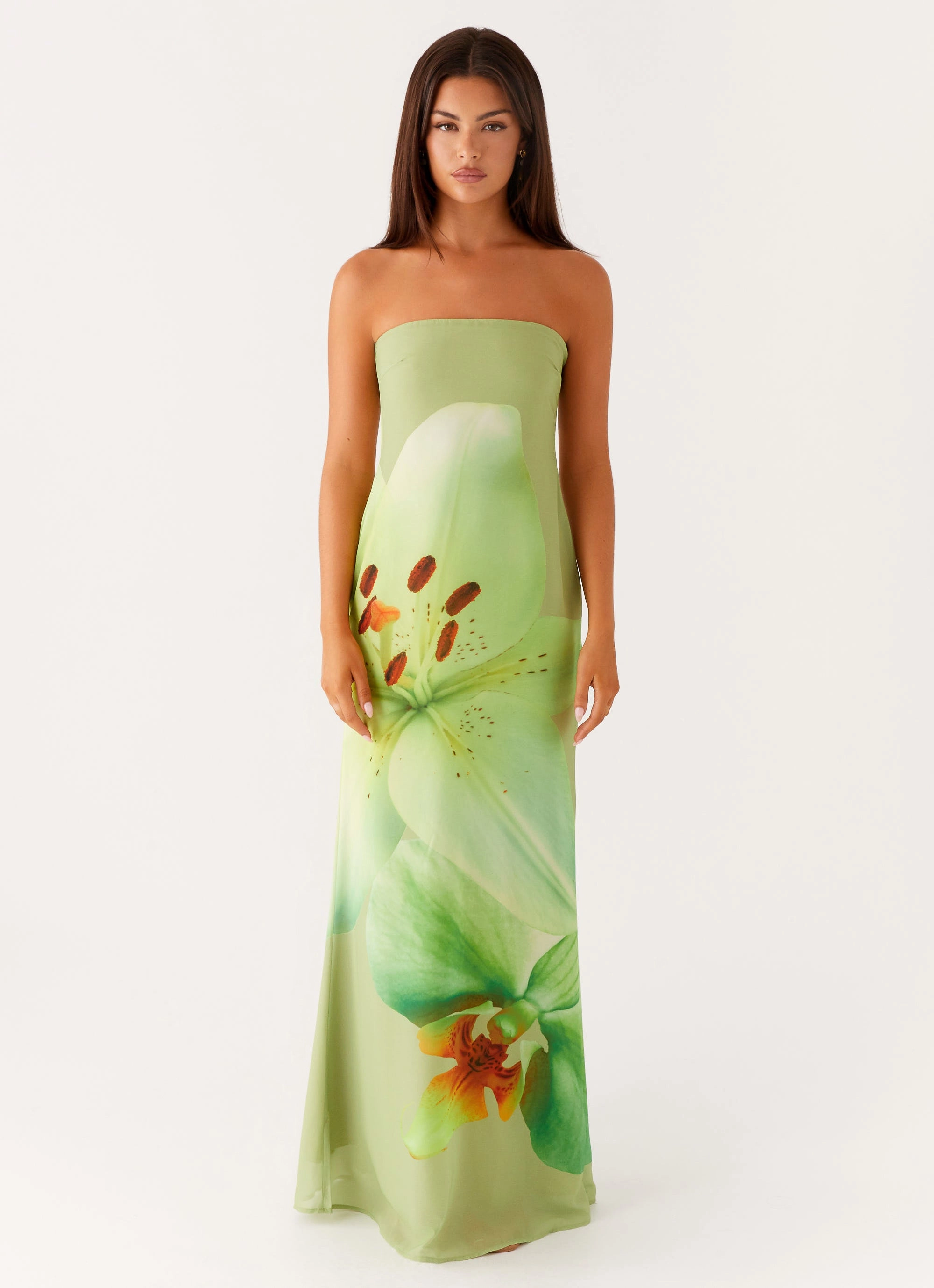 Flattering Shape Look Darcy Maxi Dress - Green Floral