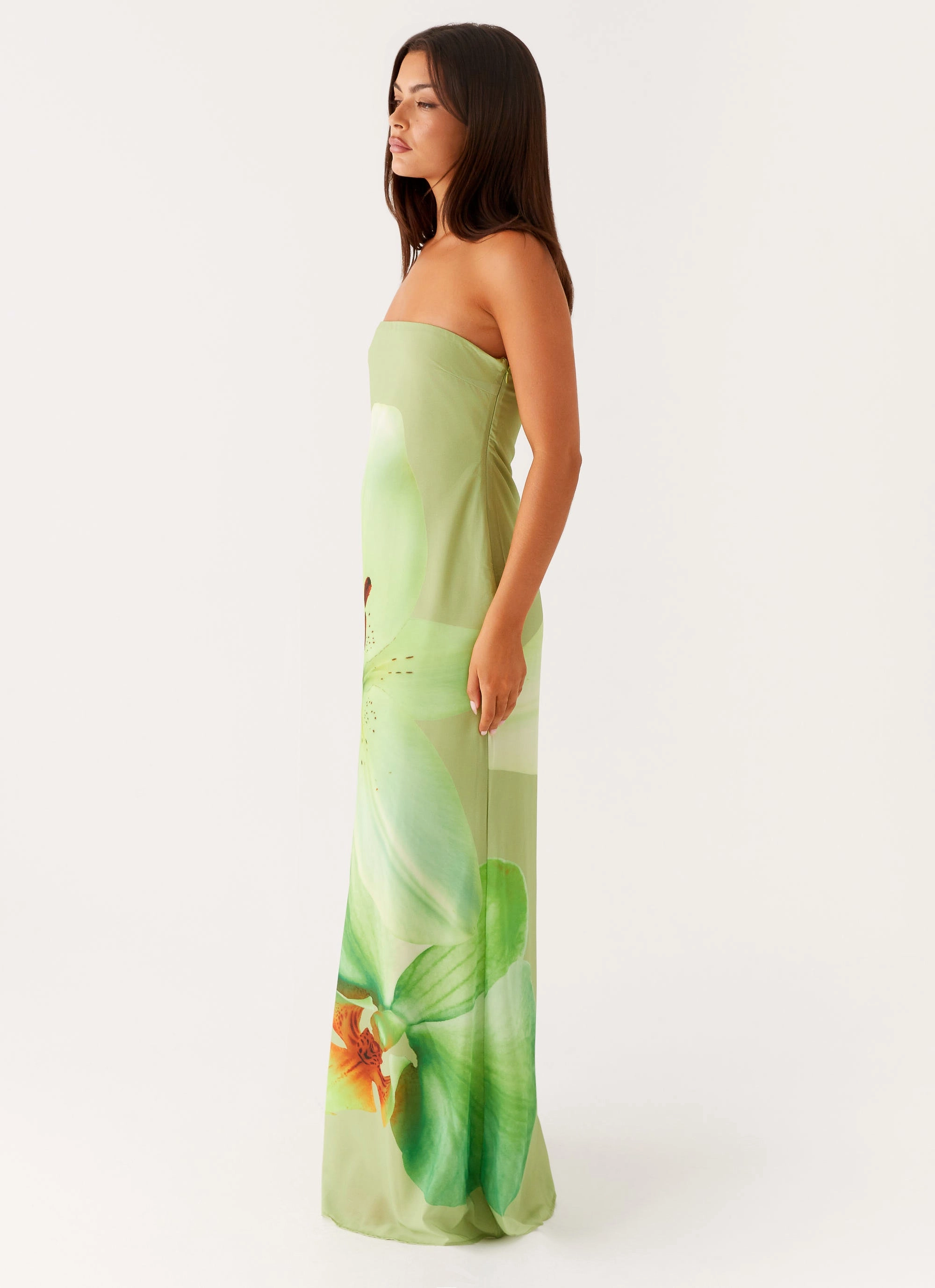 Water-resistant Smocked-Detail Darcy Maxi Dress - Green Floral