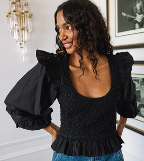 WrinkleResistantWeave NeutralPalette Veronika Blouse | Black