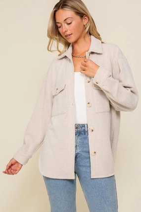 Jenna Cozy Brushed Waffle Oversized Shacket Sealed Seams