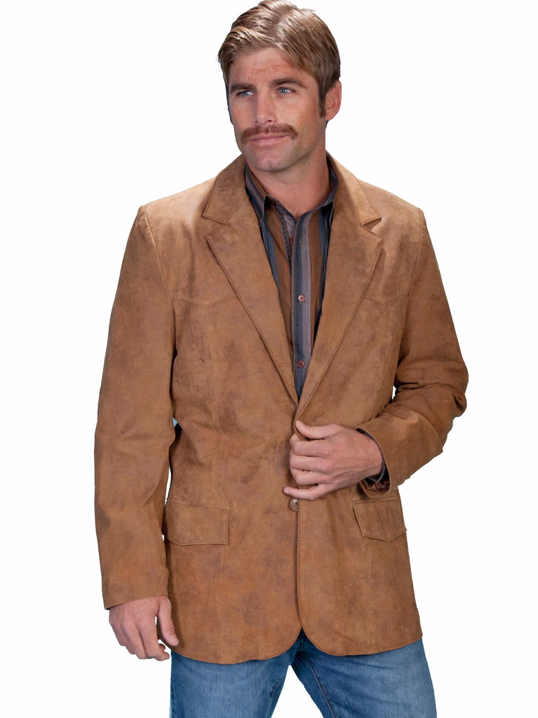 Scully Leather Mens Western Sportcoat Blazer Jacket Button Front Maple On The Go Layer