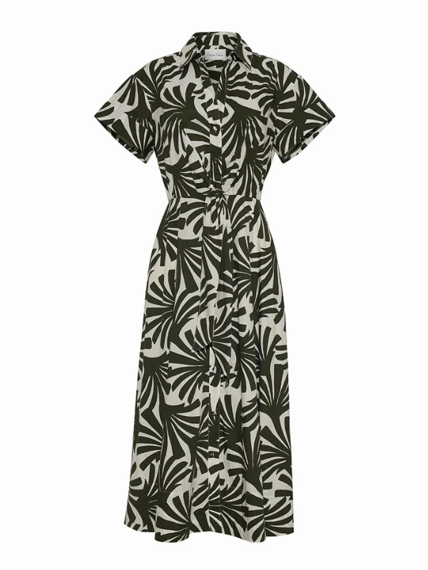 Stylish Touch Relaxing Style Asbury Midi Dress in Catalina Olive