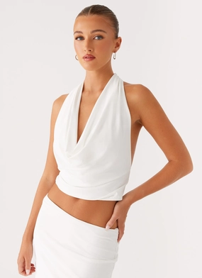 Ashi Cowl Top - White Hypoallergenic Lining